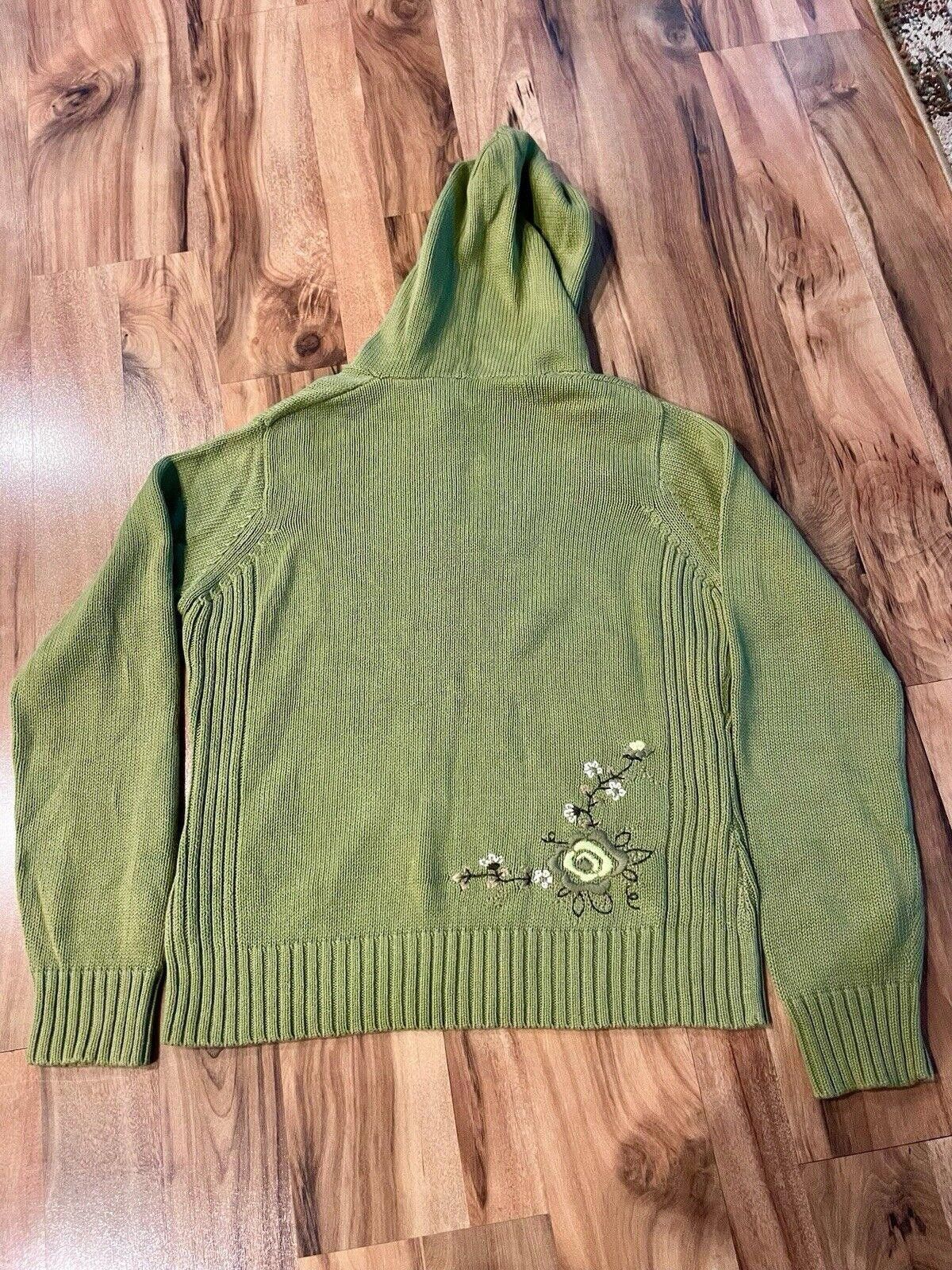 Columbia Columbia Vtg. Women's Moss Green Knit Hoodie Medium (A1) Size M / US 6-8 / IT 42-44 - 4 Thumbnail