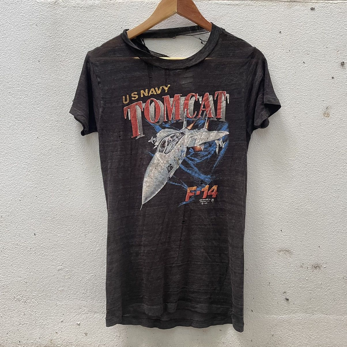 Harley Davidson × Vintage VTG 1987 US Navy Tomcat F-14 3D Emblem Tee Black Made in USA Size US S / EU 44-46 / 1 - 1 Thumbnail