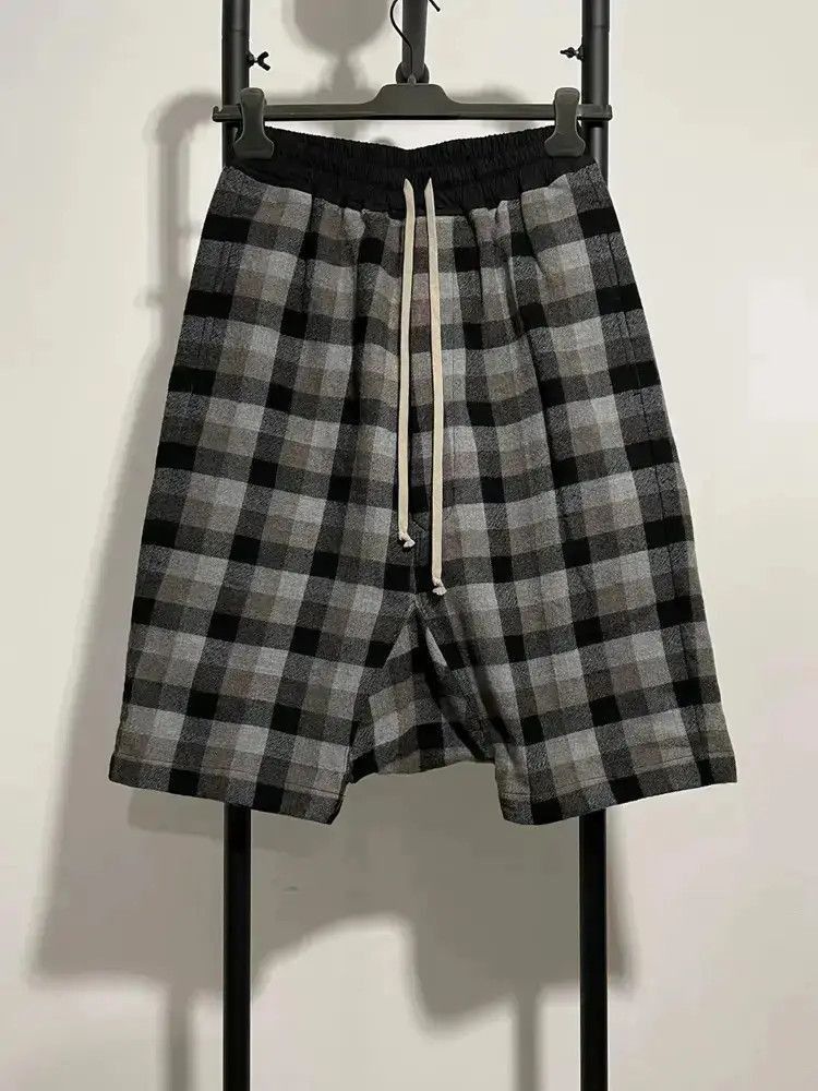 Sz 46 Rick Owens Mainline Plaid Wool Shorts-2507