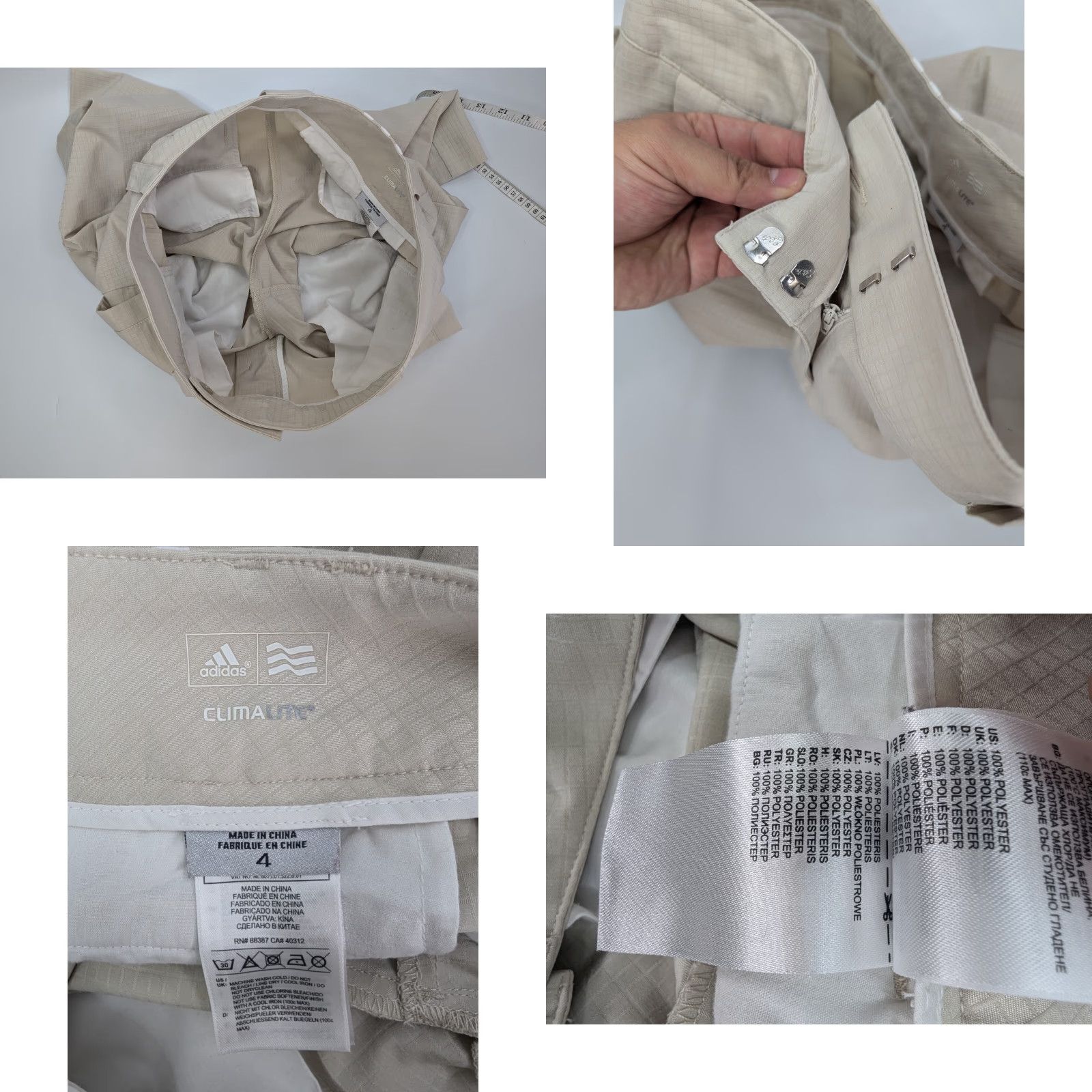 Adidas Adidas Clima Lite Womens Beige 3 Stripe Shorts Size 2 Golf Performance Bermuda Capris Size 26" / US 2 / IT 38 - 8 Thumbnail