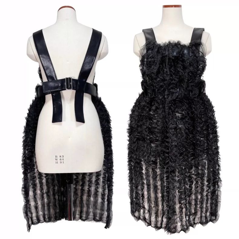 Comme des Garcons Comme Des Garcons Black tulle pleated leather suspender wa Size S / US 4 / IT 40 - 1 Thumbnail