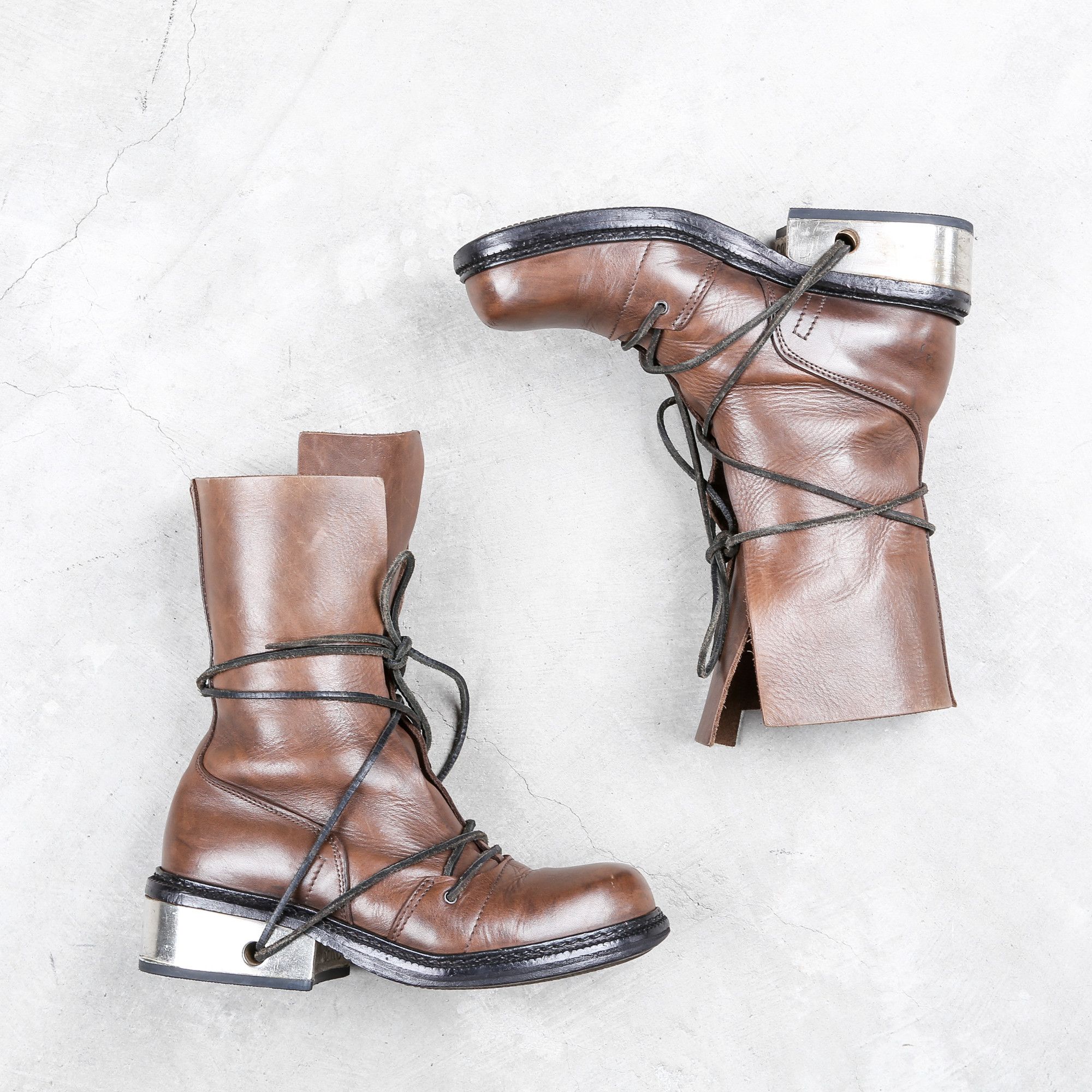 Dirk Bikkembergs Dirk Bikkembergs Brown Metal Lace Through Heel Boots Size 40 Size US 8 / EU 41 - 17 Thumbnail