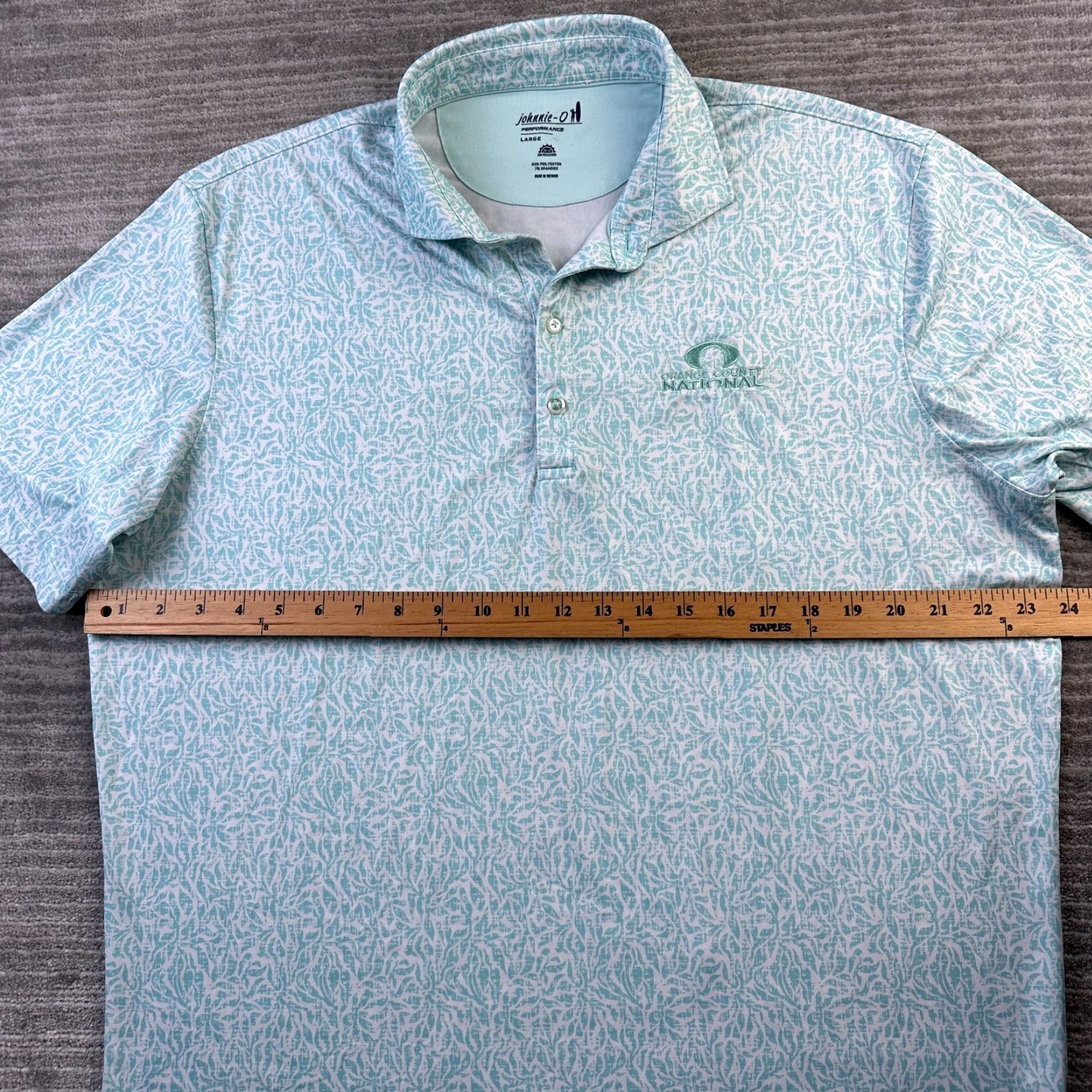 johnnie-O Johnnie O Polo Shirt Mens Large Green All Over Print Golf Shirt Geometric Short Sleeve Casual Activewear Regular Fit XS? Size US L / EU 52-54 / 3 - 7 Thumbnail