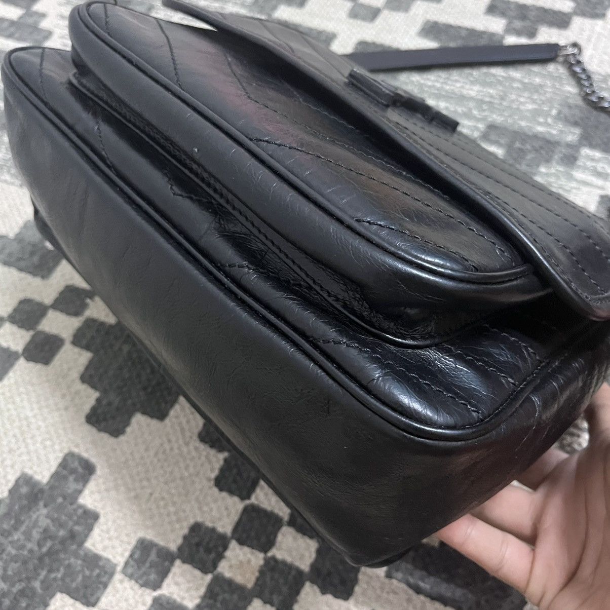 Saint Laurent Paris Authentic Yvest Saint Lauren Niki Chain Leather Shoulder Bag Size ONE SIZE - 4 Thumbnail