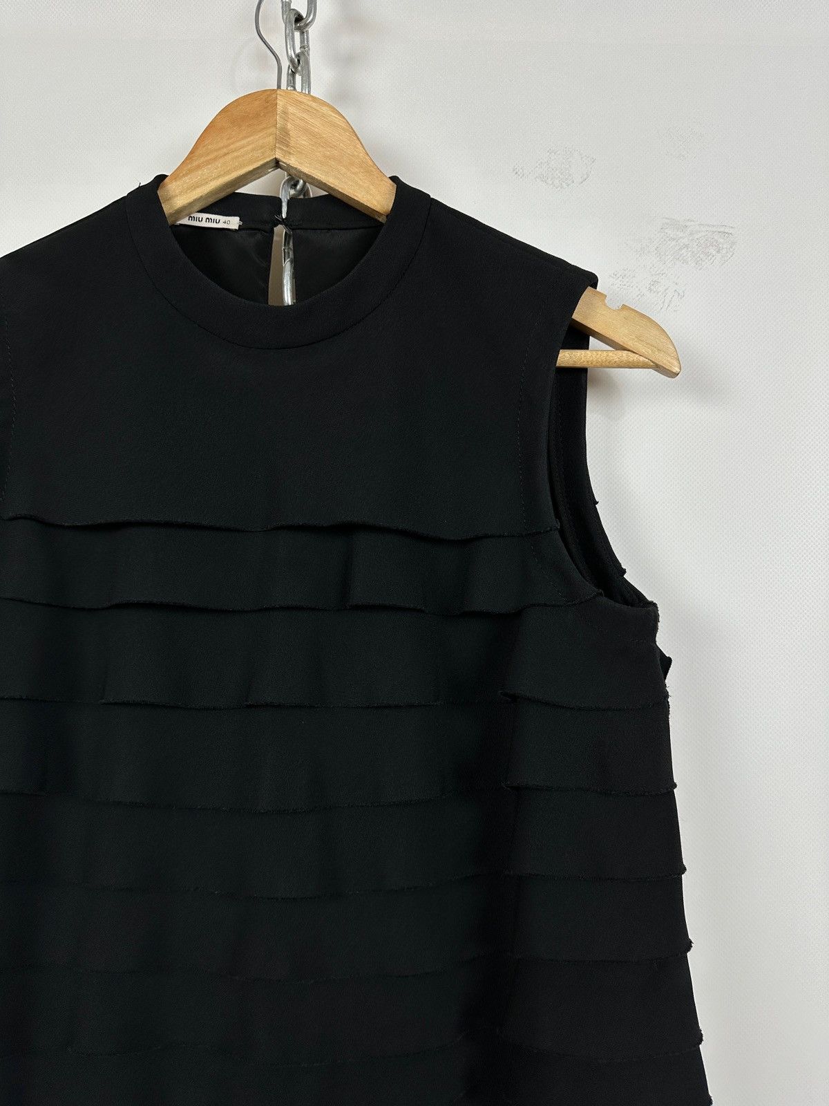 Miu Miu Miu Miu Black Layered Sleeveless Ruffle Textured Dress Size S / US 4 / IT 40 - 7 Thumbnail