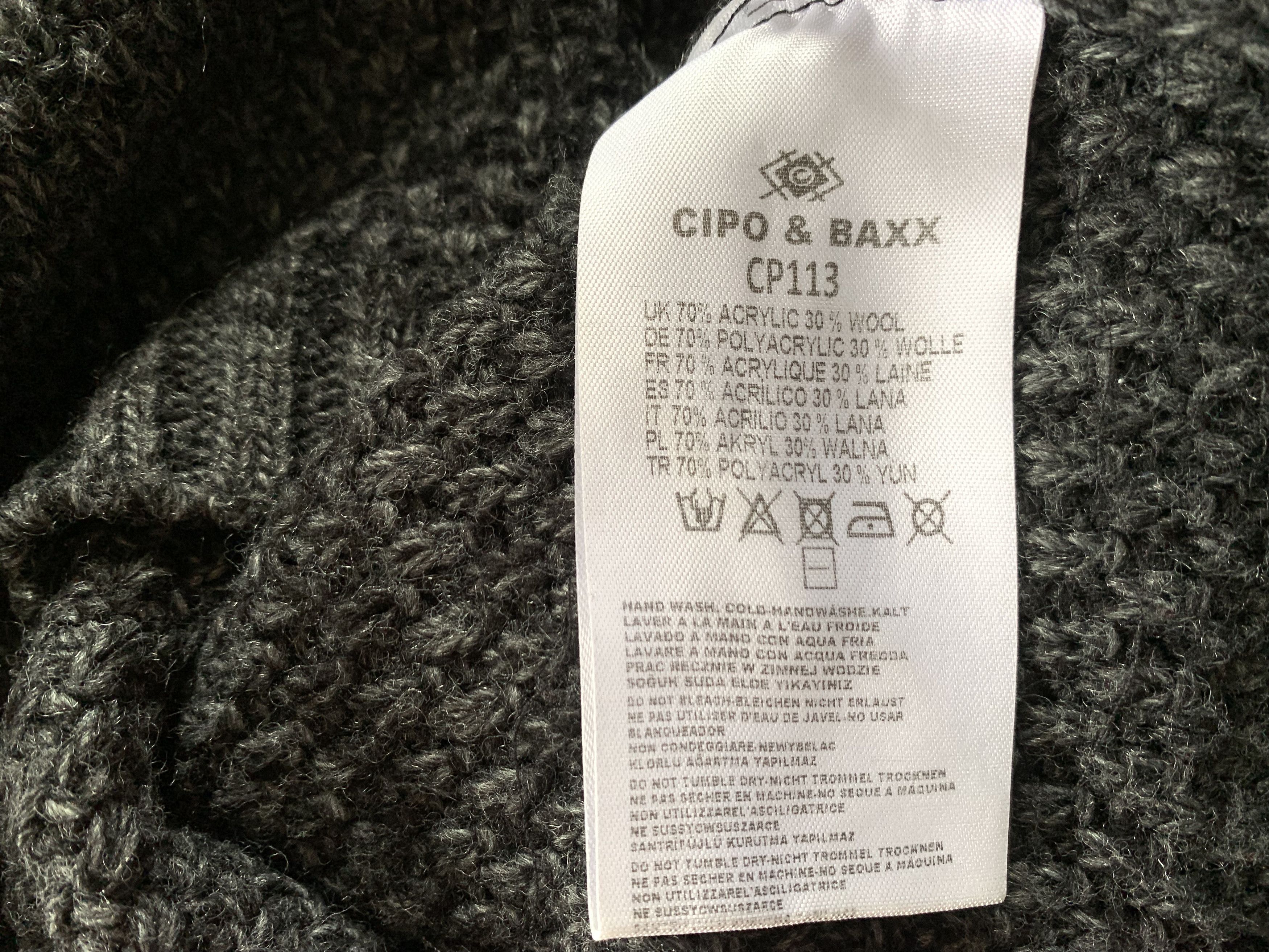 Japanese Brand Cipo & Baxx Knit Wool Gray Sweater Size US L / EU 52-54 / 3 - 7 Thumbnail