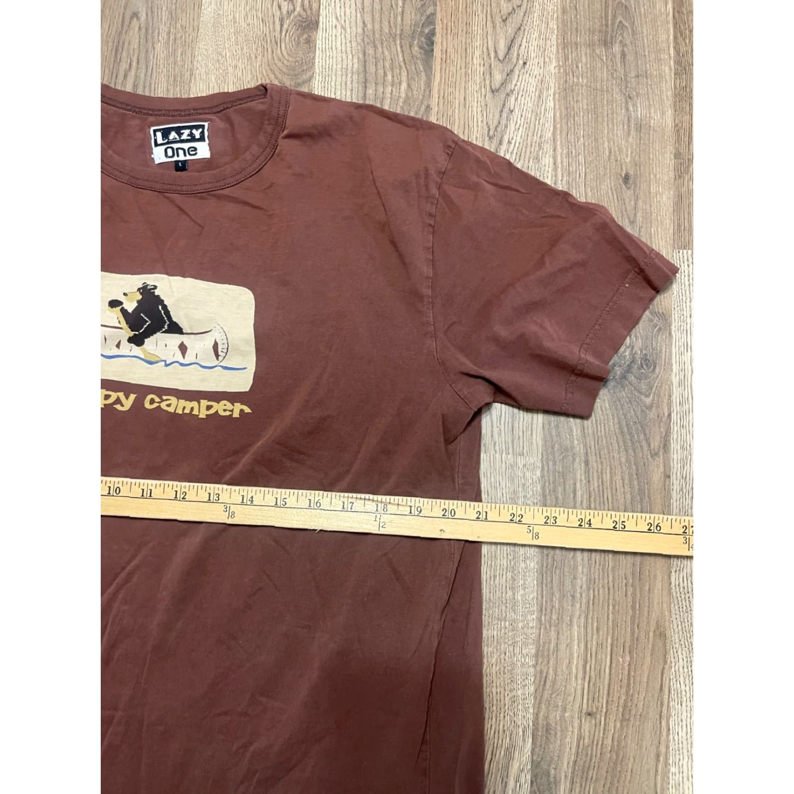 Vintage Lazy One Shirt Men's Large Brown Happy Camper Bear T-Shirt Regular Short Sleeve Size US L / EU 52-54 / 3 - 6 Thumbnail