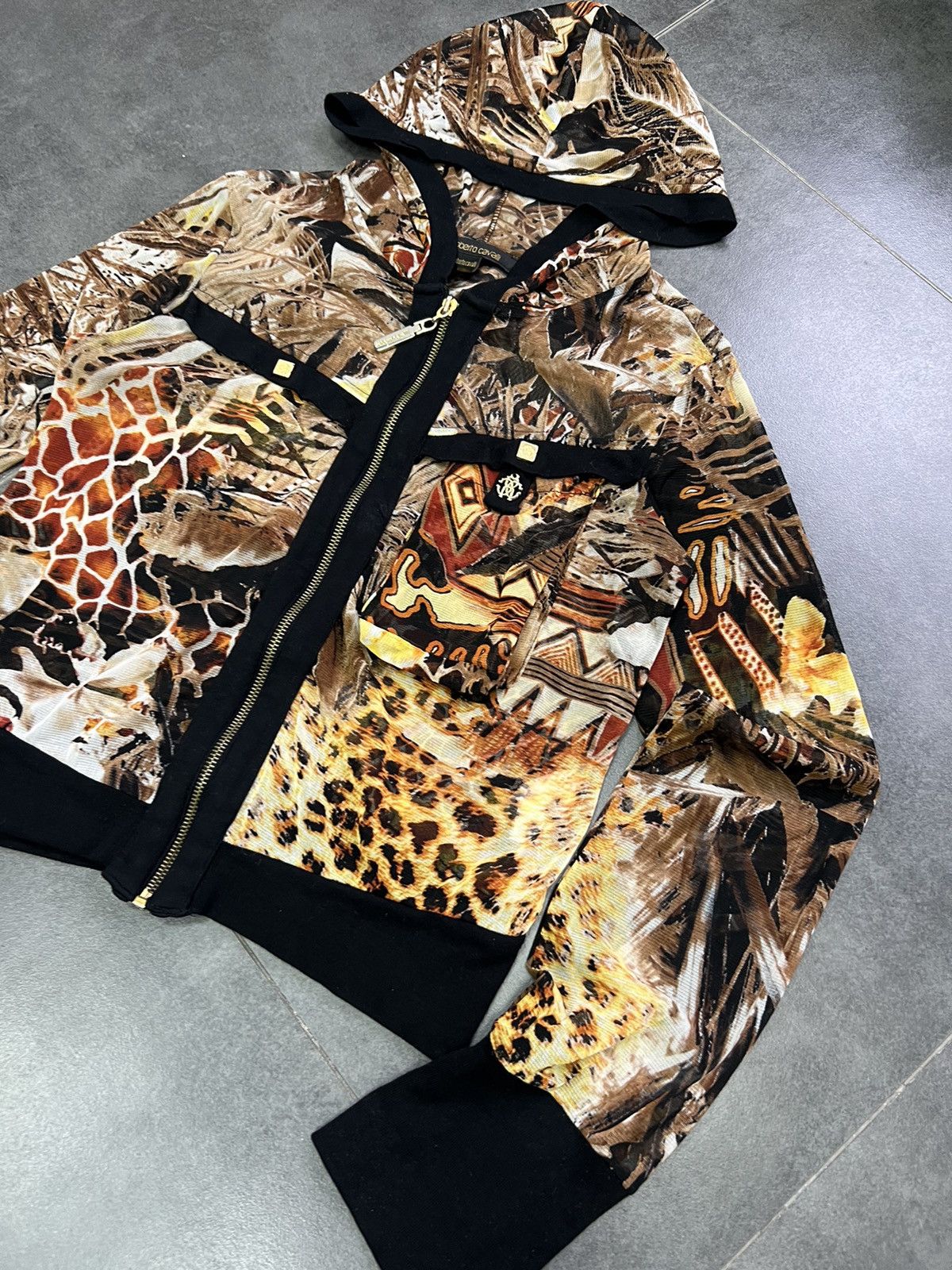 Roberto Cavalli × Vintage Y2K Mesh zip Hoodie JpG Gaultier Cavalli 00s 90s Size M / US 6-8 / IT 42-44 - 2 Thumbnail