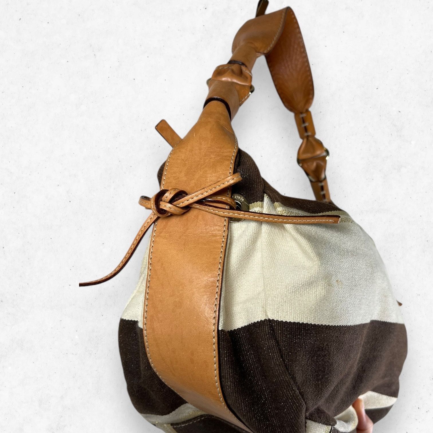 Kate Spade Kate Spade Striped Canvas Leather Trim Hobo Shoulder Bag Size ONE SIZE - 5 Thumbnail