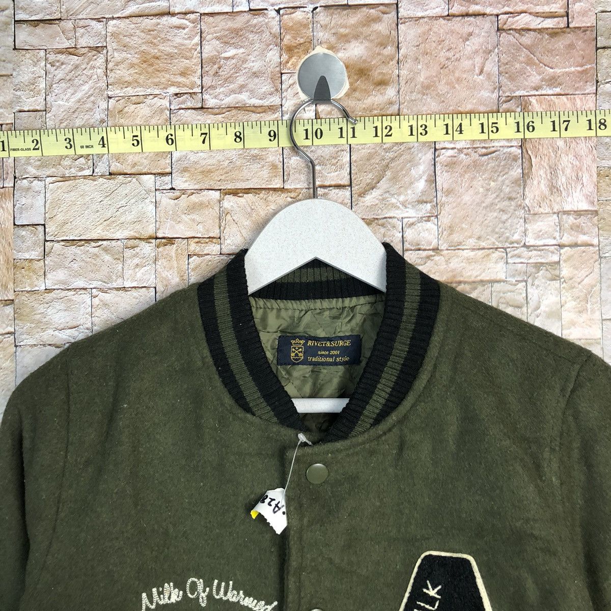 Japanese Brand Rivet & Surget Green Bombers varsity Jacket #A287 Size US S / EU 44-46 / 1 - 4 Thumbnail