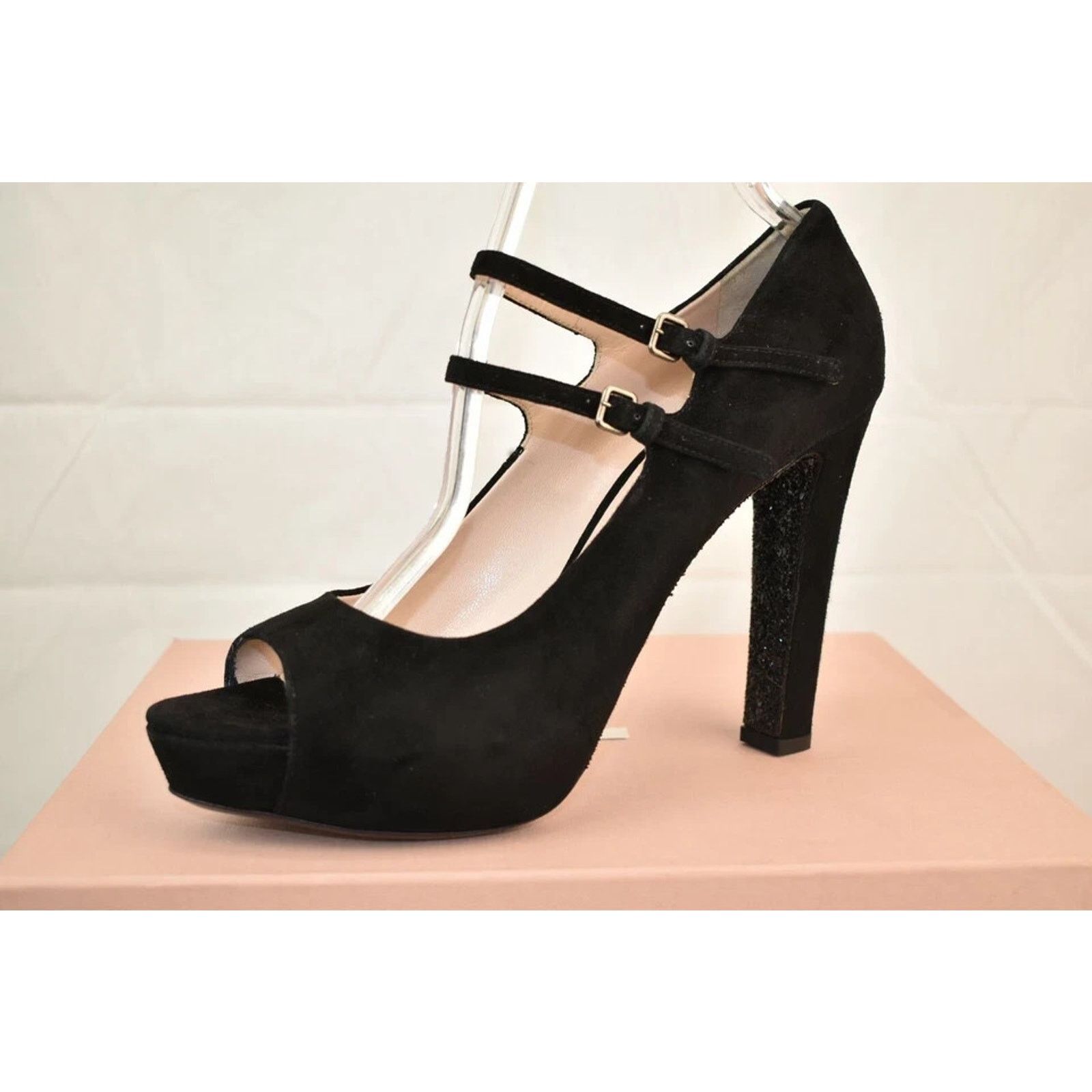 Miu Miu MIU MIU PRADA 5KP235 BLACK SUEDE OPEN TOE HEEL PUMPS 41 $690 Size US 11 / IT 41 - 7 Thumbnail