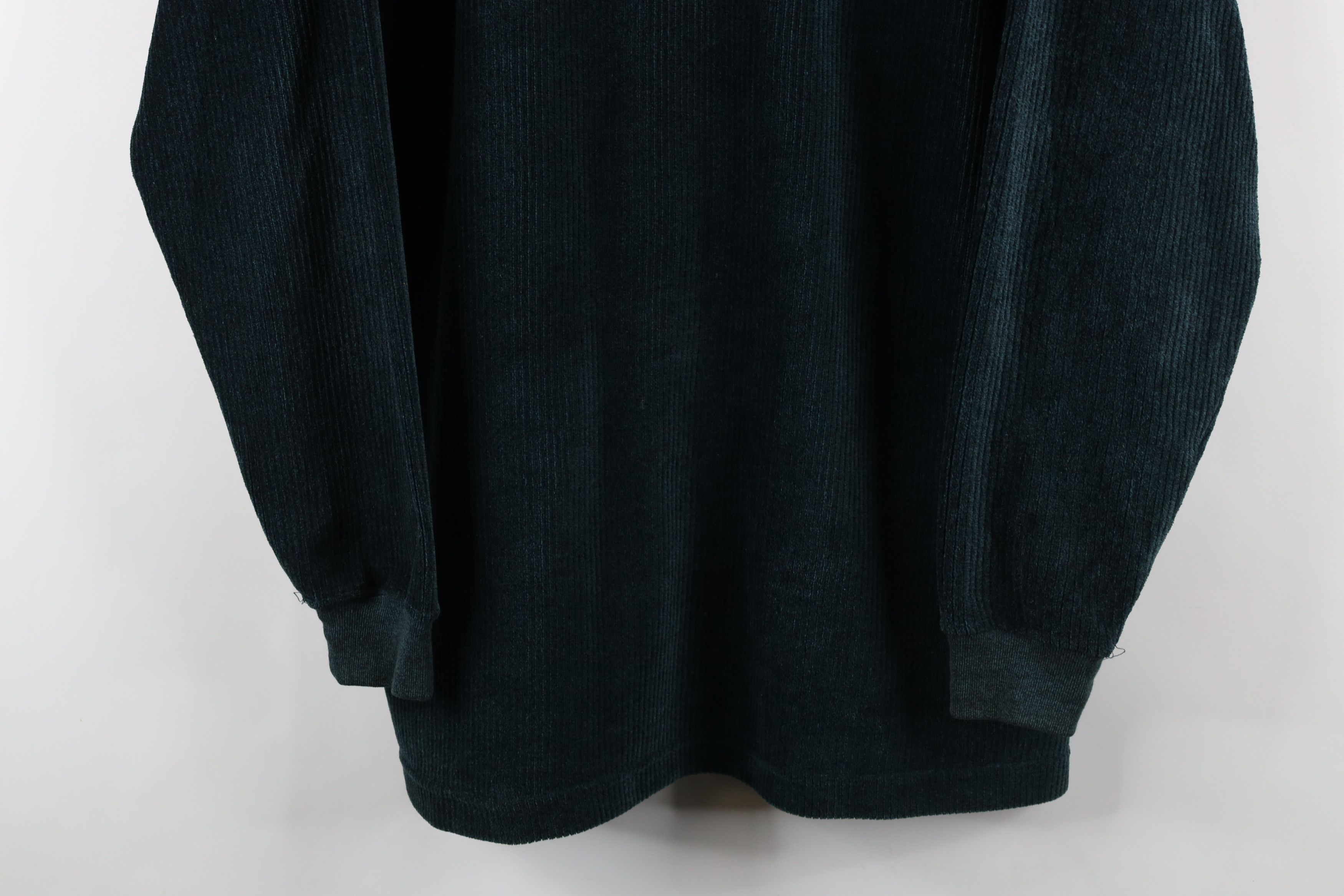 Vintage Vintage 90s Streetwear Ribbed Fleece Long Sleeve Polo Green Size US S / EU 44-46 / 1 - 3 Thumbnail