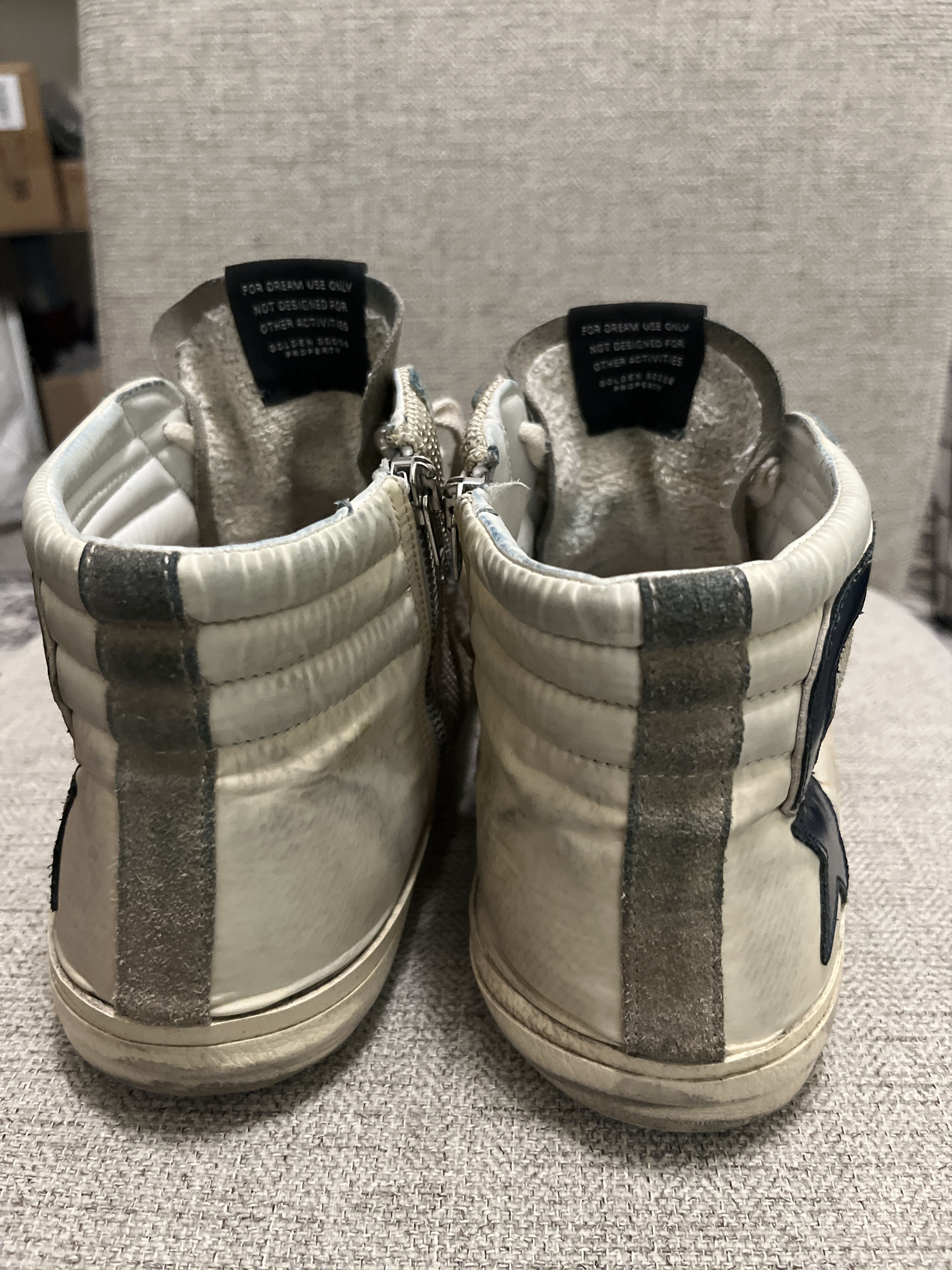 Golden Goose Slide in beige mesh and nylon with blue leather star/flash Size US 10.5 / EU 43-44 - 9 Thumbnail
