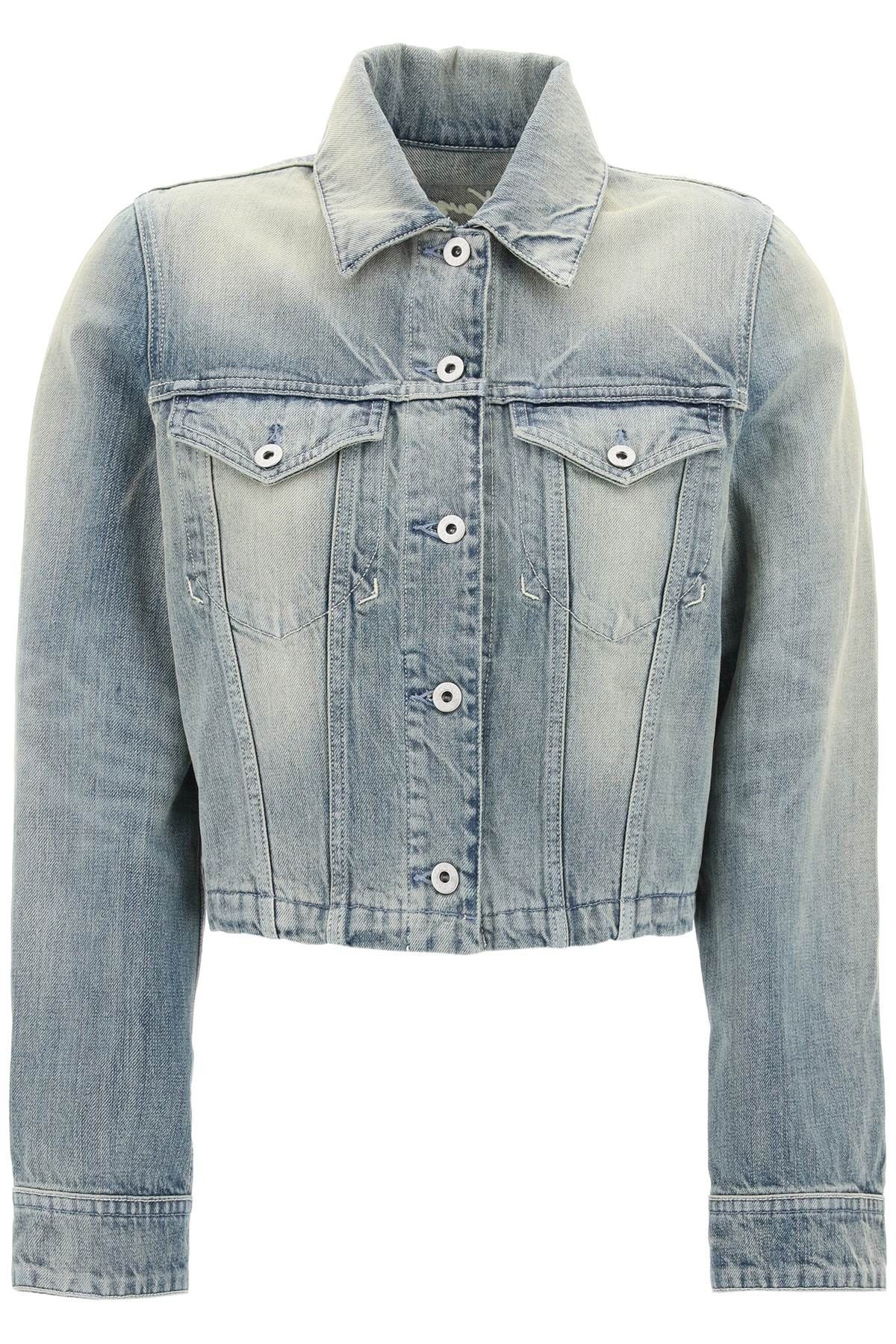 image of Kenzo Japanese Denim Jacket in Stone Bl Dirty Blue Denim, Women's (Size Medium)