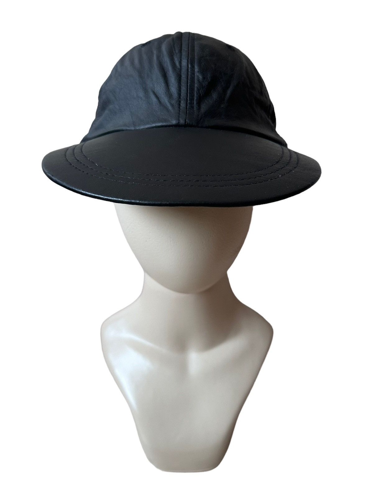 Genuine Leather × Japanese Brand × Vintage Vintage Plain Black Leather Hat Cap Size ONE SIZE - 2 Thumbnail
