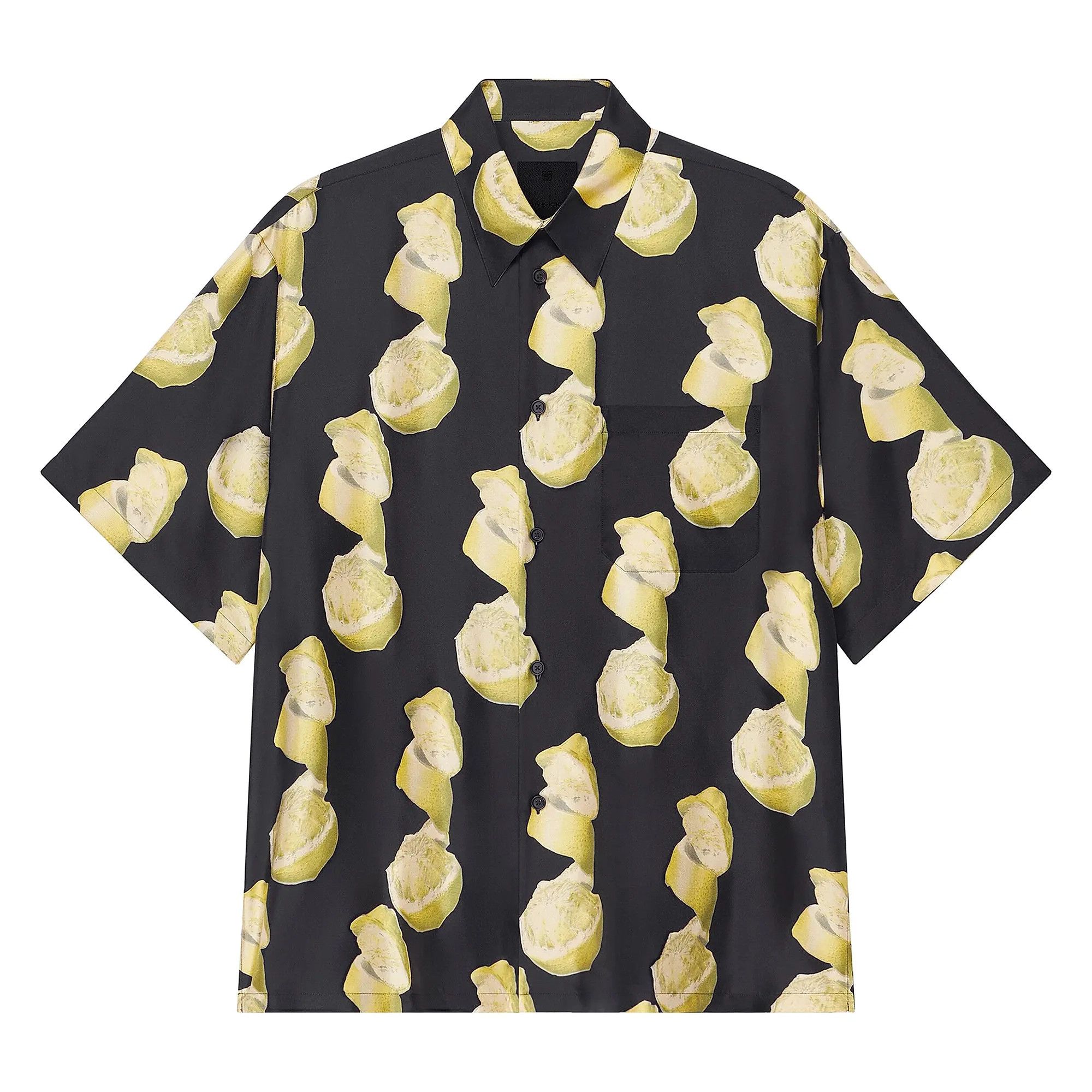 Givenchy 42 Givenchy Lemon Printed Silk Hawaiian Shirt Black Yellow Size US XL / EU 56 / 4 - 1 Thumbnail