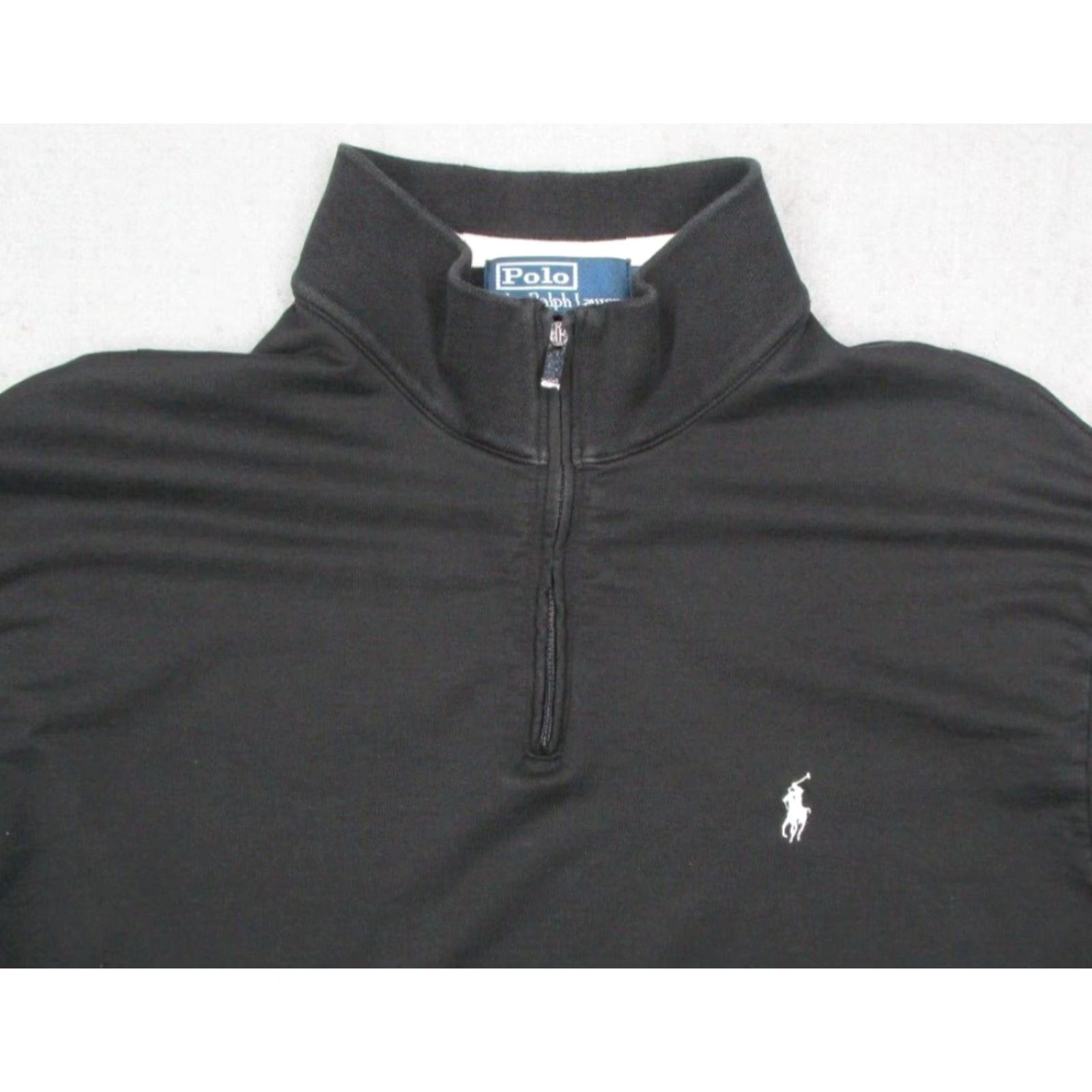VINTAGE Polo Ralph Lauren Jacket Men’s Large Black 1/4 Zip Pima Cotton Classic Bomber Retro American