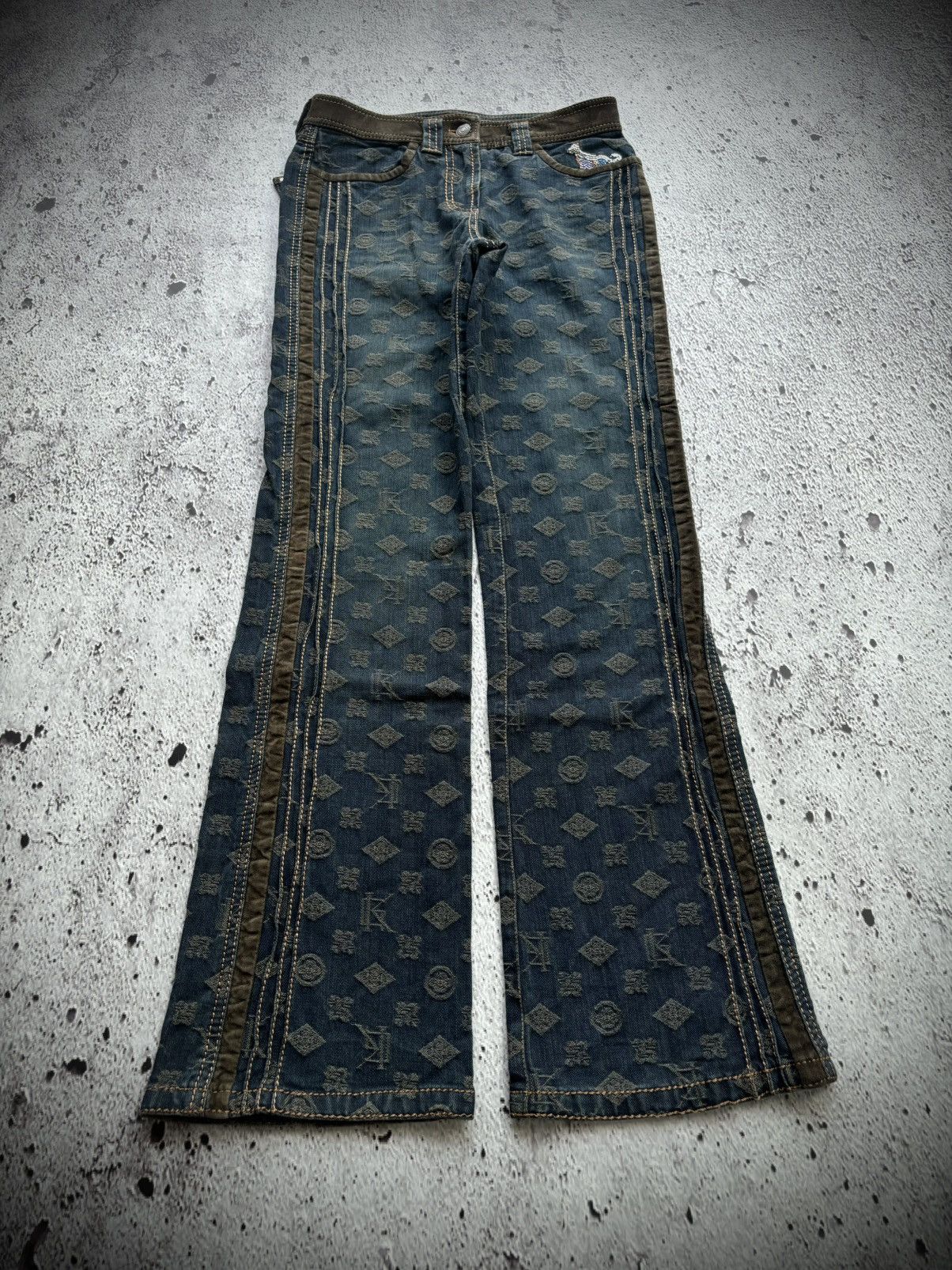 Hysteric Glamour 2000's GK flare monogram bootcut jeans Size 27" / US 4 / IT 40 - 2 Thumbnail