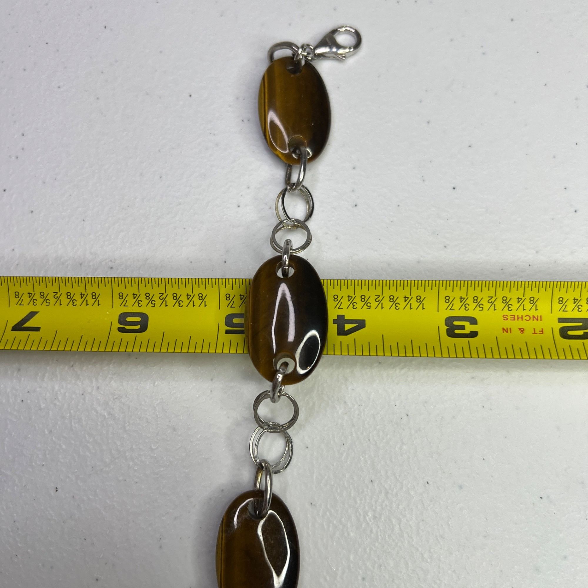 Designer Sterling Silver Tiger-Eye 7" Oval Link Bracelet Size ONE SIZE - 6 Thumbnail