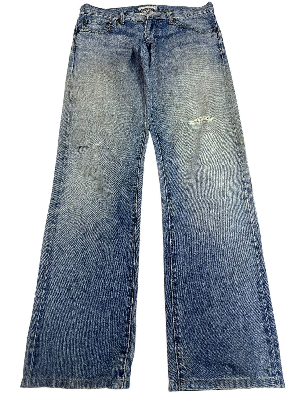 Kaihara Denim × Self Edge Vintage Kaihara Uniqlo Selvedge Distressed Blue Washed Jeans Size US 32 / EU 48 - 2 Thumbnail