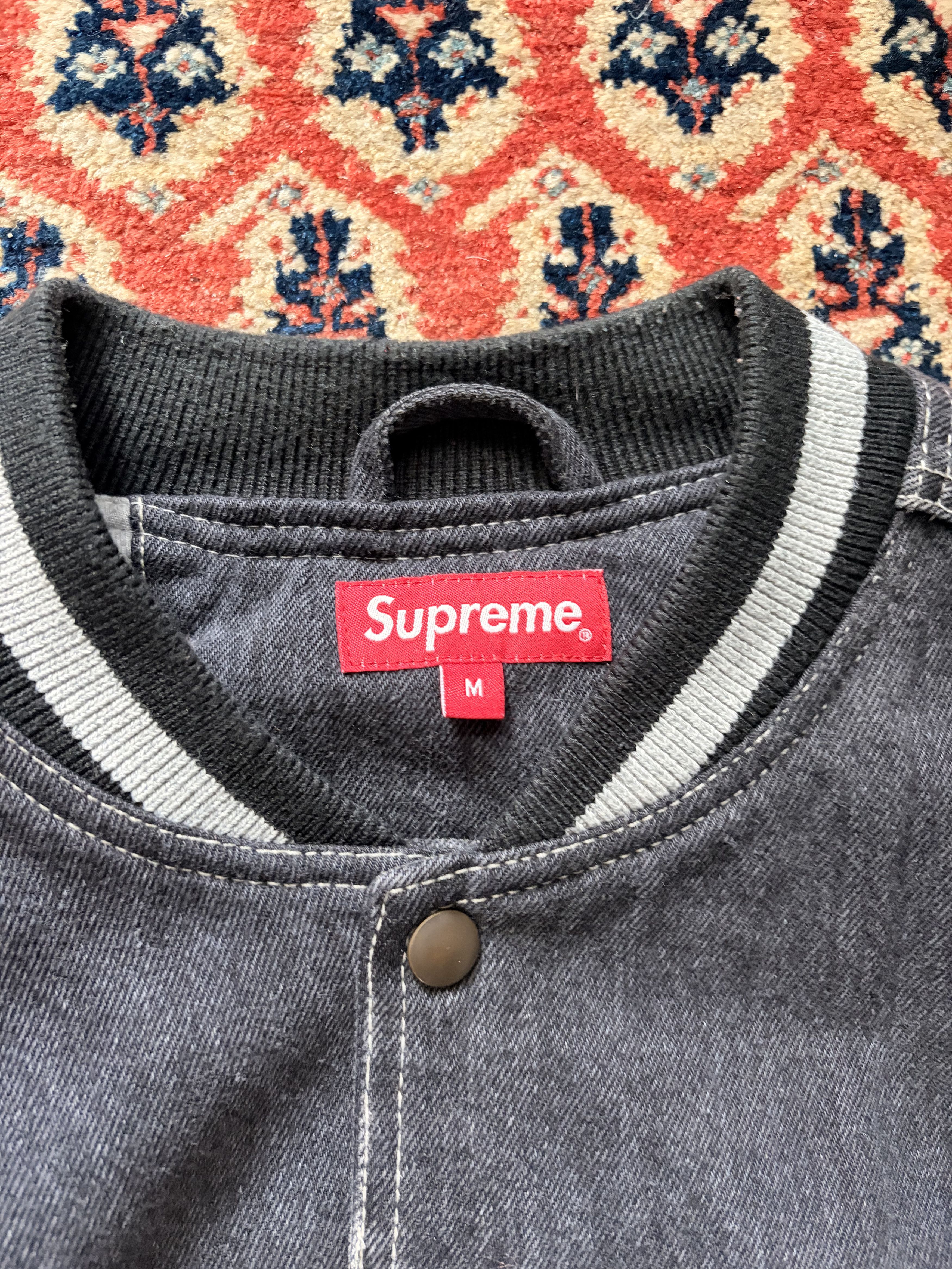 Supreme *Rare* 2018 Supreme Denim Varsity Jacket Size US M / EU 48-50 / 2 - 4 Thumbnail