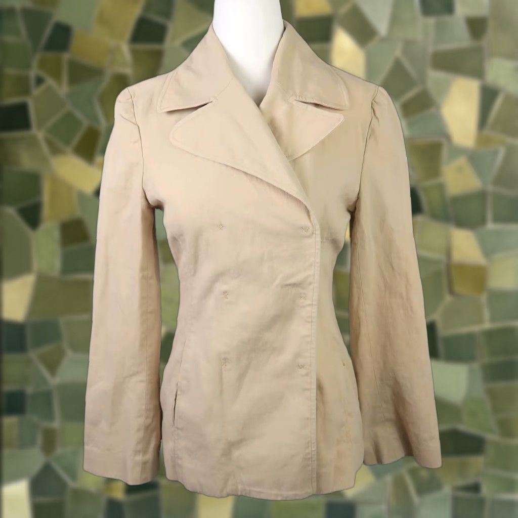 Guess VINTAGE Guess Khaki Tan Double Breasted Jacket S Mens/Adults, Cotton, 90s, Casual, Regular Fit, 25" Length Size S / US 4 / IT 40 - 1 Thumbnail