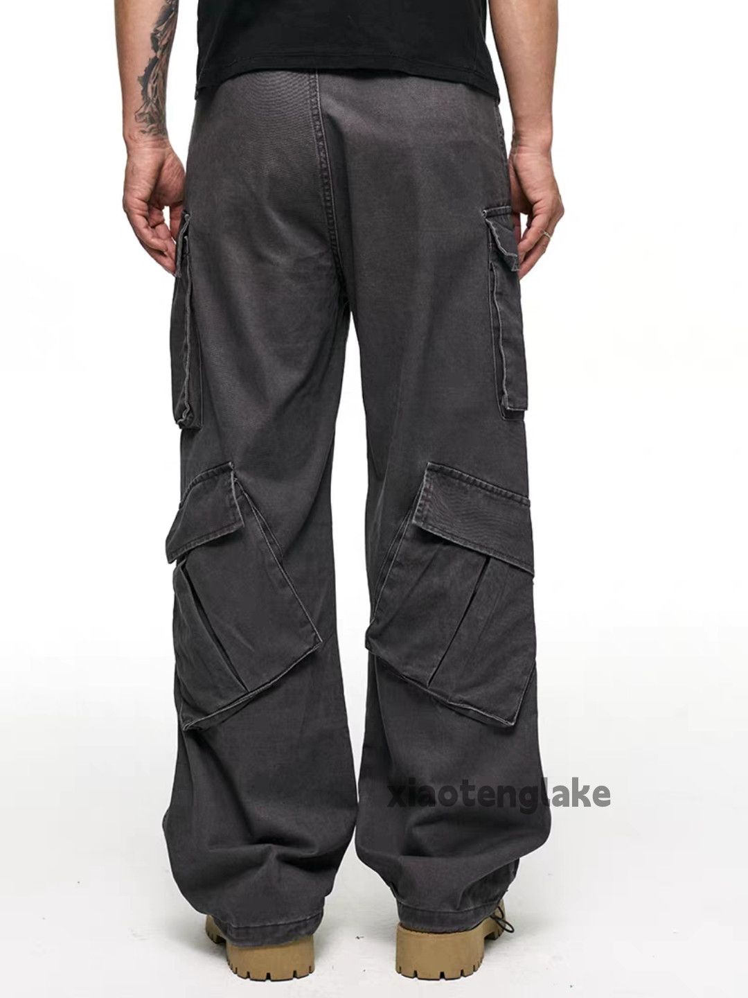 Designer Unisex outdoor utility faded loose baggy hiphop cargo pants Size US 32 / EU 48 - 6 Thumbnail