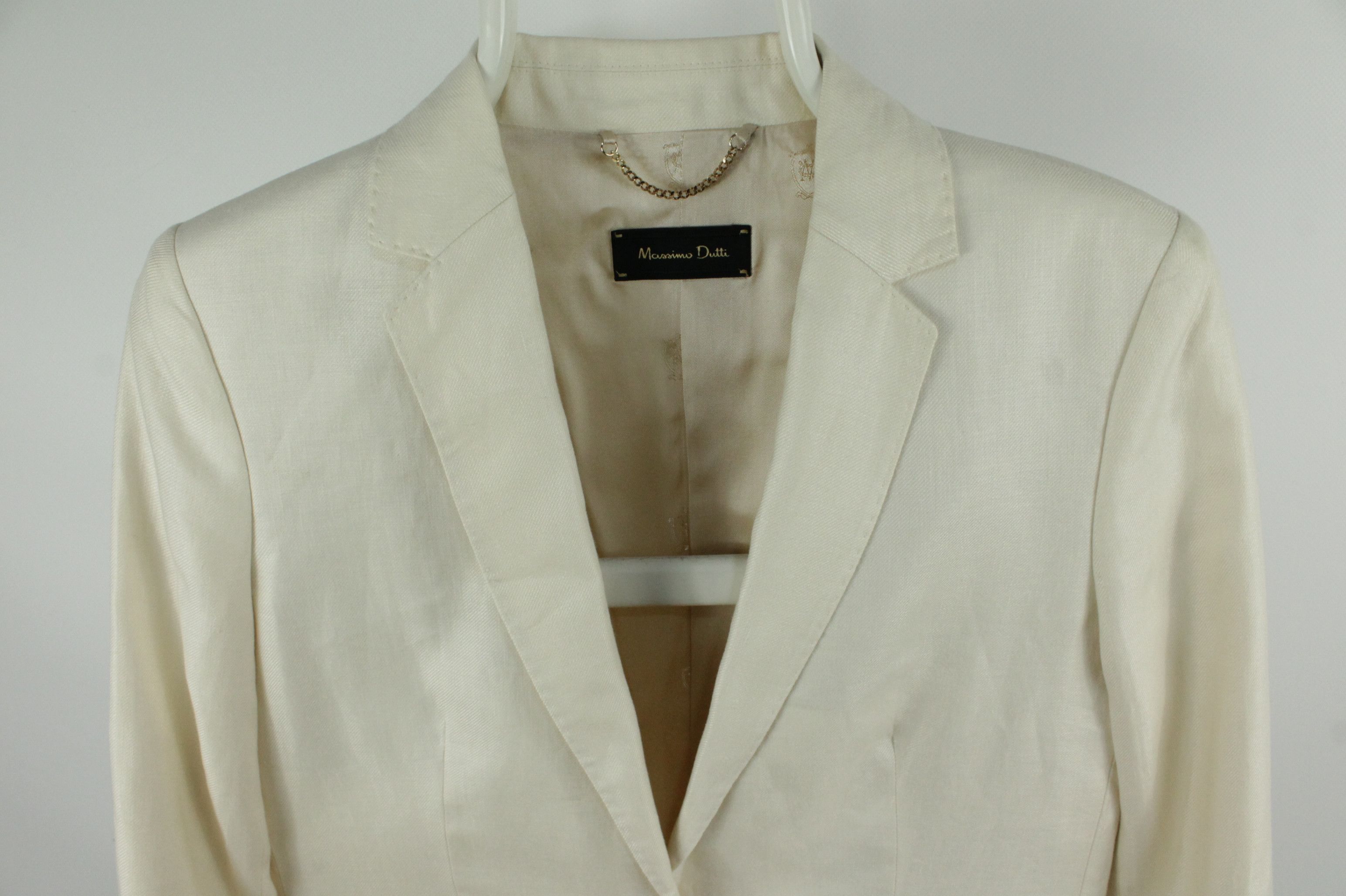 Massimo Dutti Massimo Dutti Beige Linen Tailored Blazer Jacket Women's Size M / US 6-8 / IT 42-44 - 2 Thumbnail