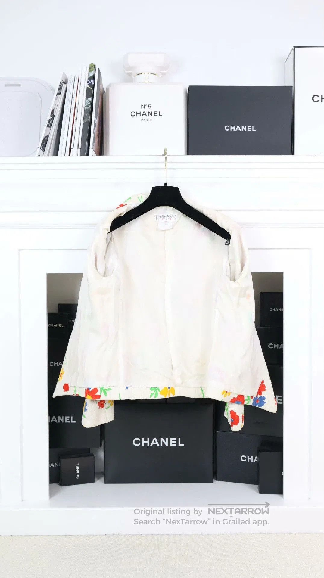 Saint Laurent Paris YSL White Floral Pattern Blazer. Size S / US 4 / IT 40 - 8 Thumbnail