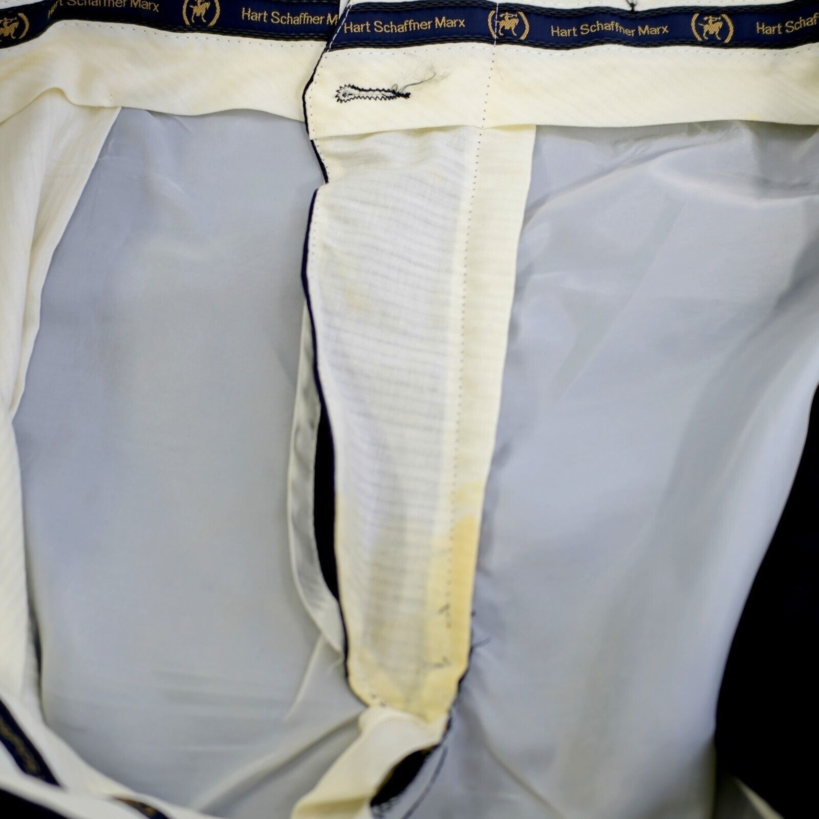 Hart Schaffner Marx Hart Schaffner Marx Gold Trumpeter 42/26 Wool Blue High Rise Size 42S - 5 Thumbnail