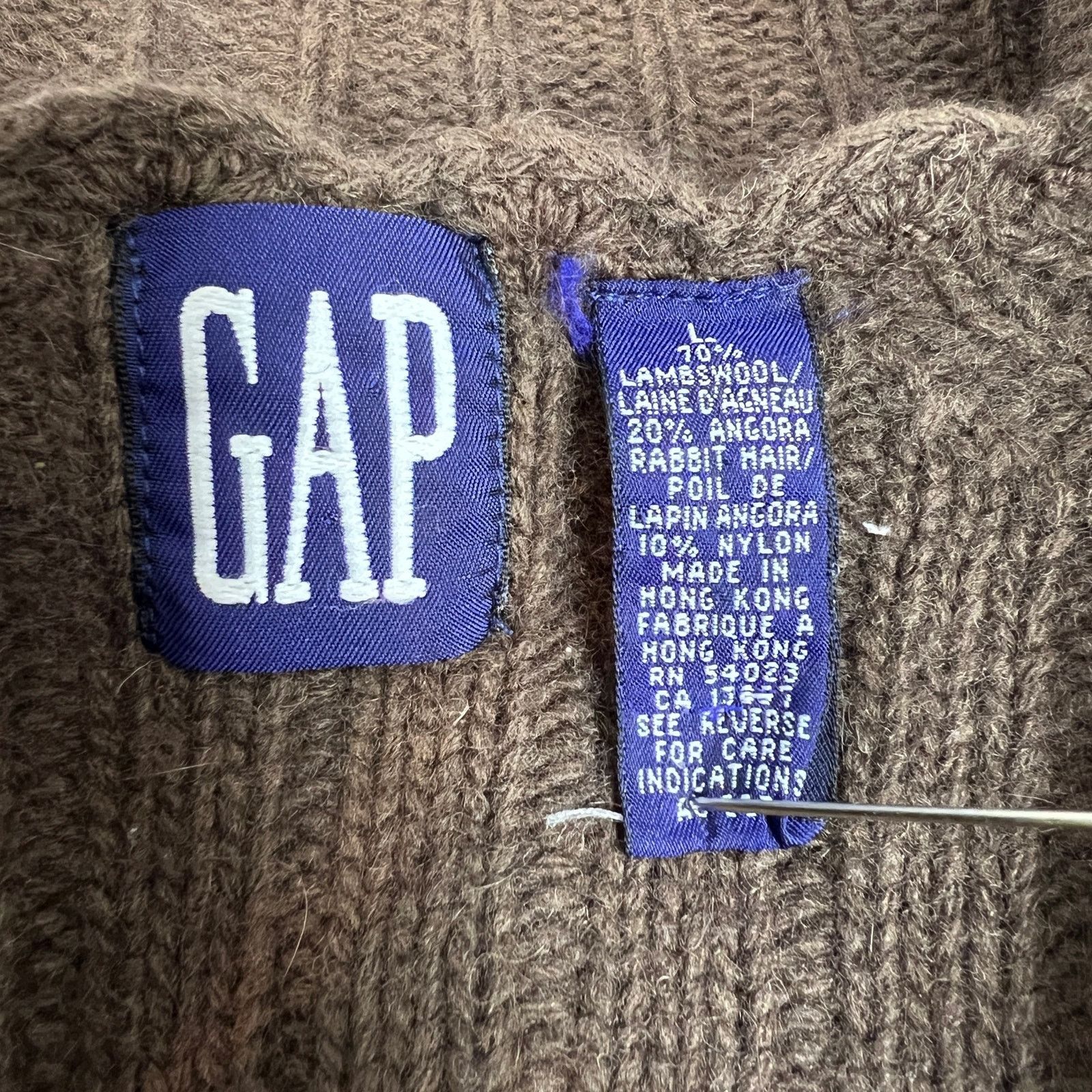 Gap × Vintage Vintage GAP Brown Wool & Angora Ribbed Sweater Size L / US 10 / IT 46 - 3 Thumbnail