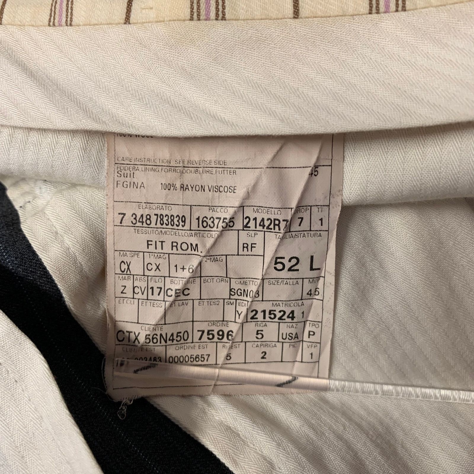 Ermenegildo Zegna ERMENEGILDO ZEGNA Grey Blue Stripe Wool Notch Lapel Suit Size 52L - 12 Thumbnail