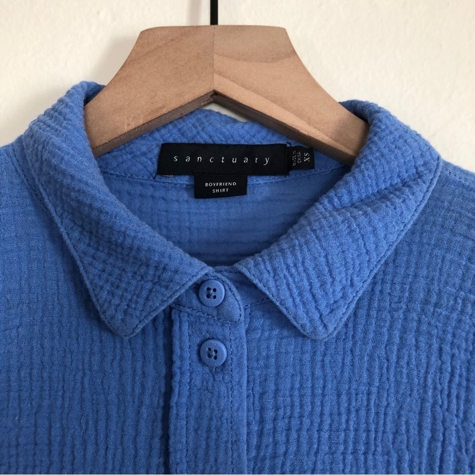 Anthropologie Anthropologie Sanctuary Boyfriend Shirt Blue Cotton Top Size XS / US 0-2 / IT 36-38 - 3 Thumbnail