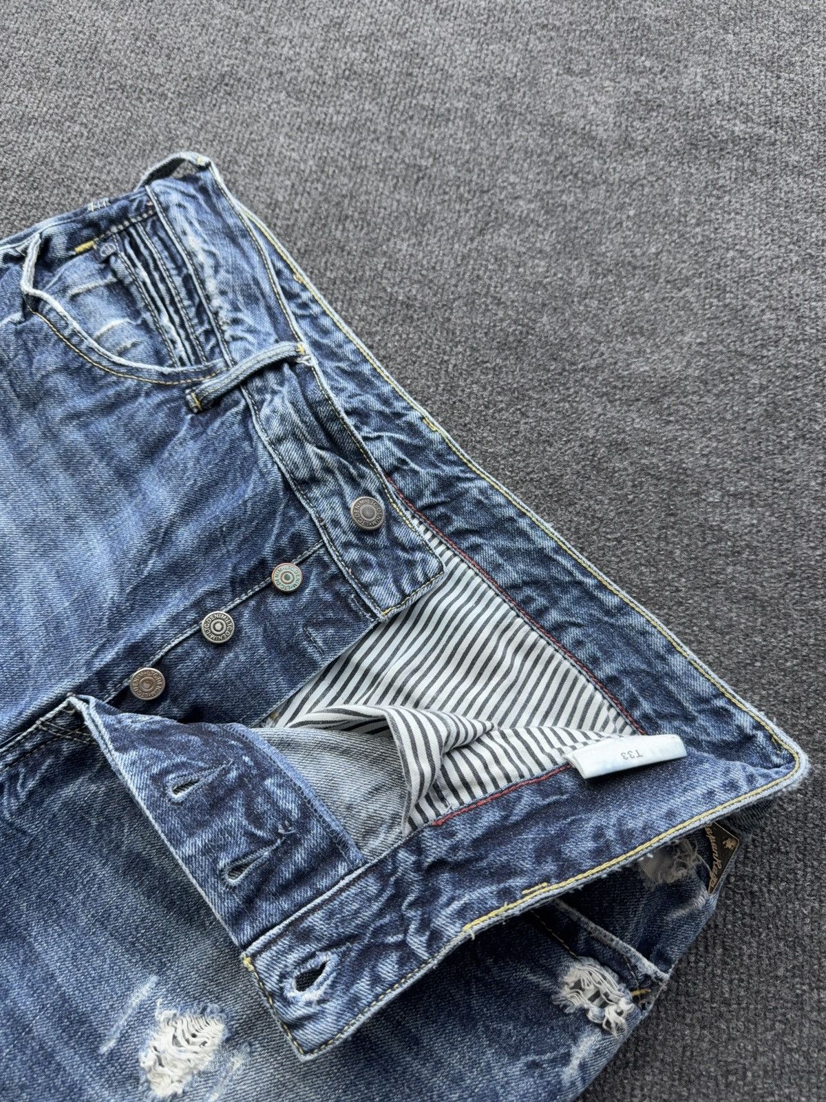 Japan Rags 🔥 Japan Rags Vintage 00s Y2K Distressed Blue Denim Jeans Size US 33 - 11 Thumbnail