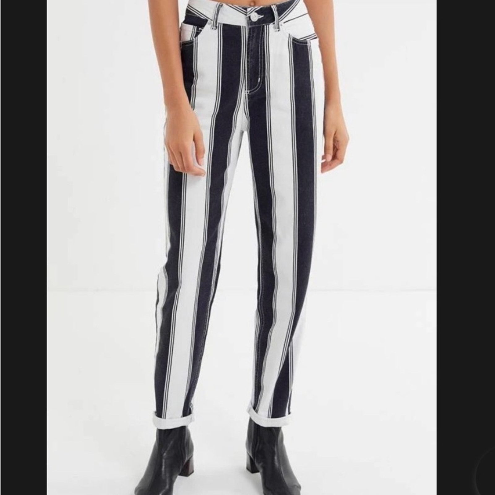 Bdg BDG Urban Outfitters NWT Striped Mom Denim Jeans Womens 26 Size 26" / US 2 / IT 38 - 1 Thumbnail