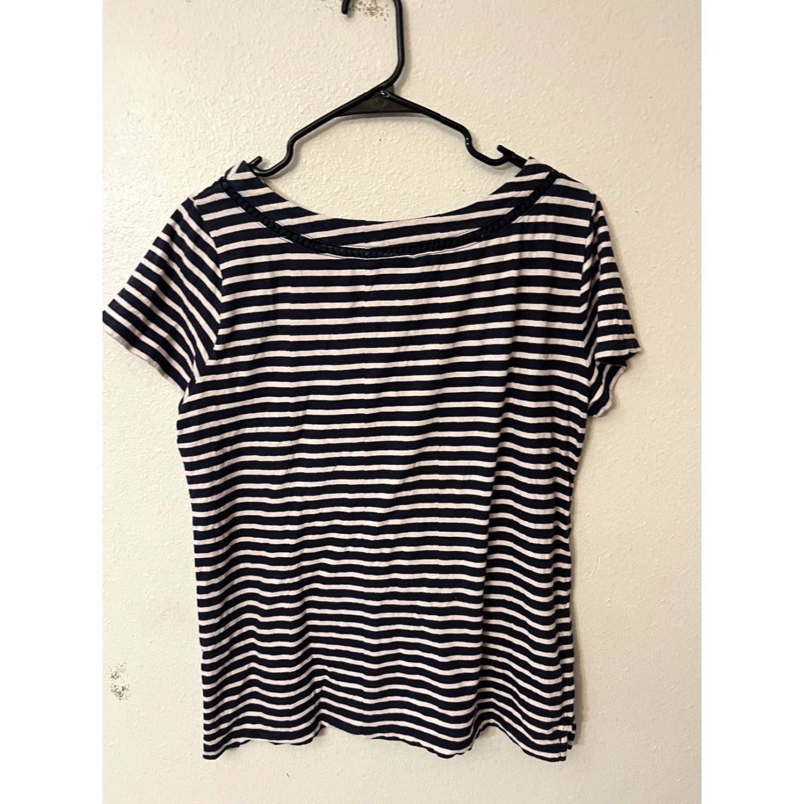 Nautica Nautica T-Shirt Women Blue Striped Short Sleeve Round Neck Cotton Size L Size L / US 10 / IT 46 - 3 Thumbnail