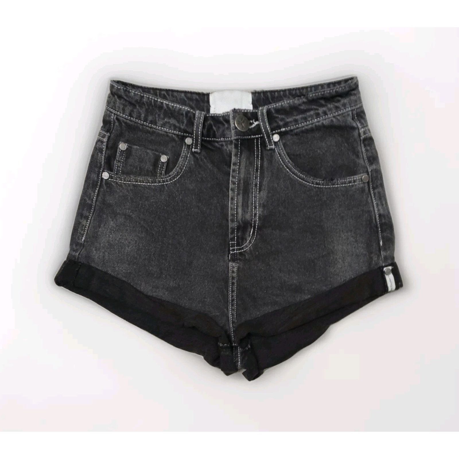 One Teaspoon One Teaspoon High Waisted Washed Black Bandits Shorts 26 Size 26" / US 2 / IT 38 - 5 Thumbnail