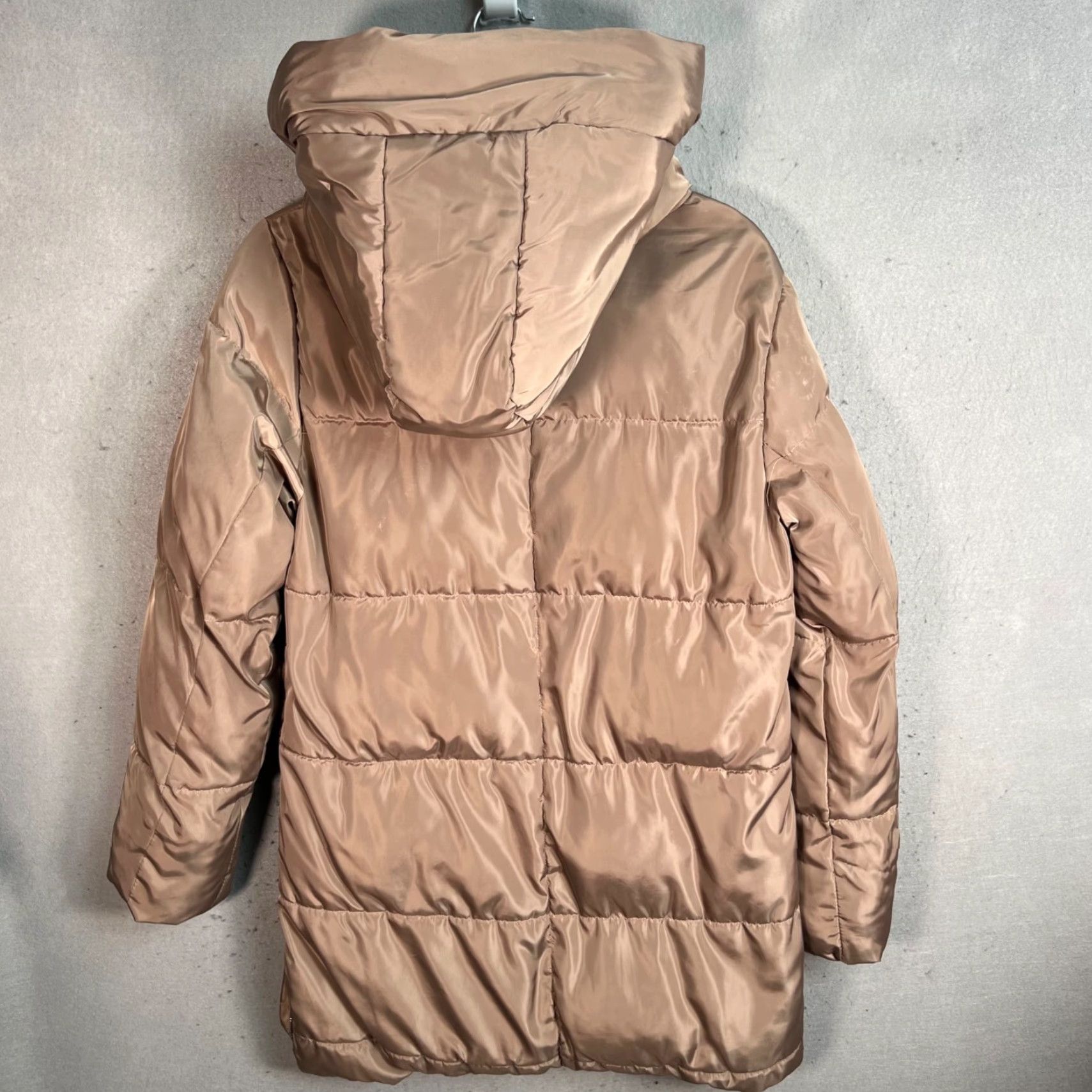 Steve Madden VINTAGE Steve Madden Womens Coat Small Taupe Puffer Hood Zipper Pockets Size S / US 4 / IT 40 - 2 Thumbnail