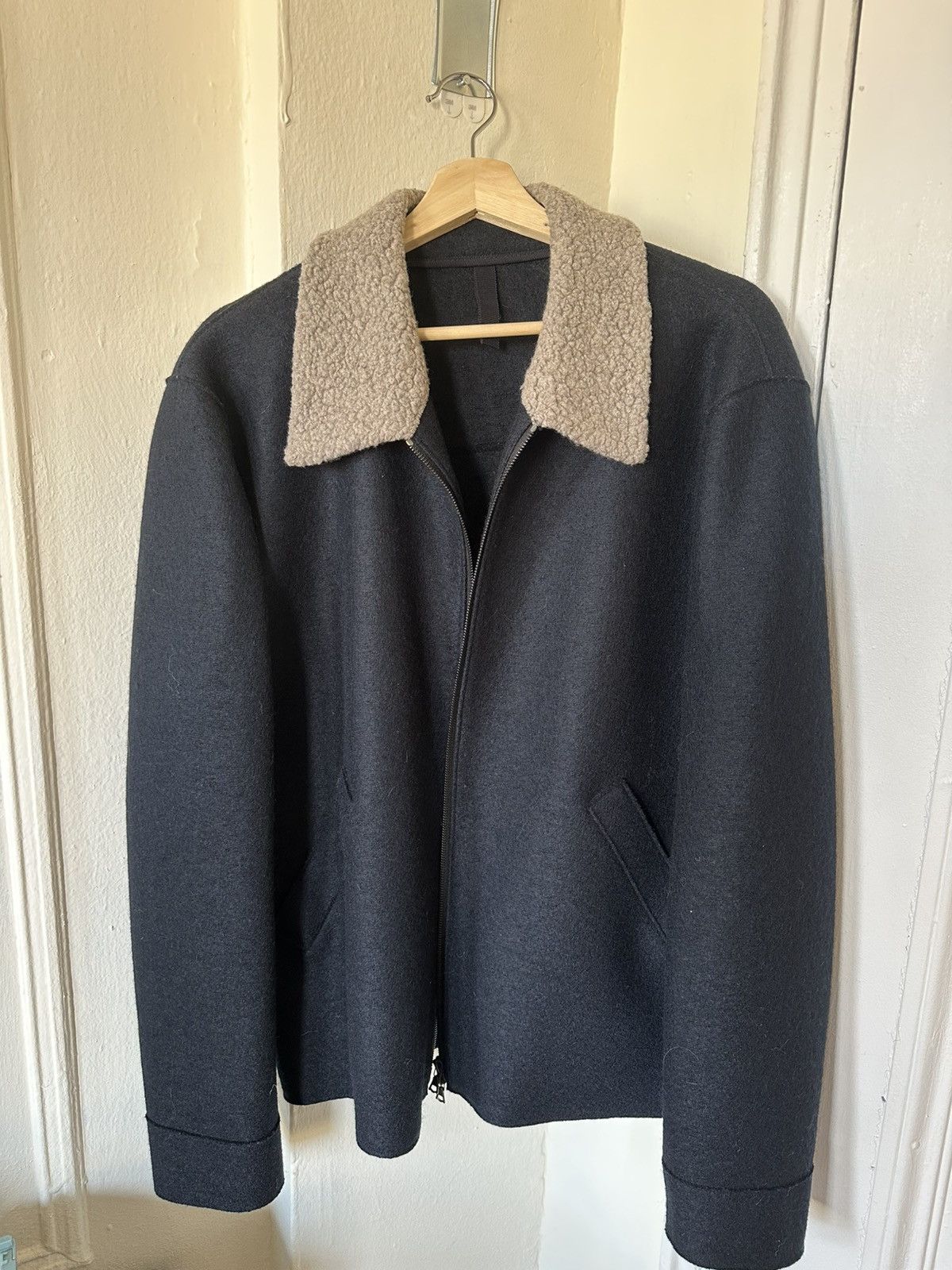 Harris Wharf London Fleece-collar Felted-wool Jacket Size US M / EU 48-50 / 2 - 1 Thumbnail