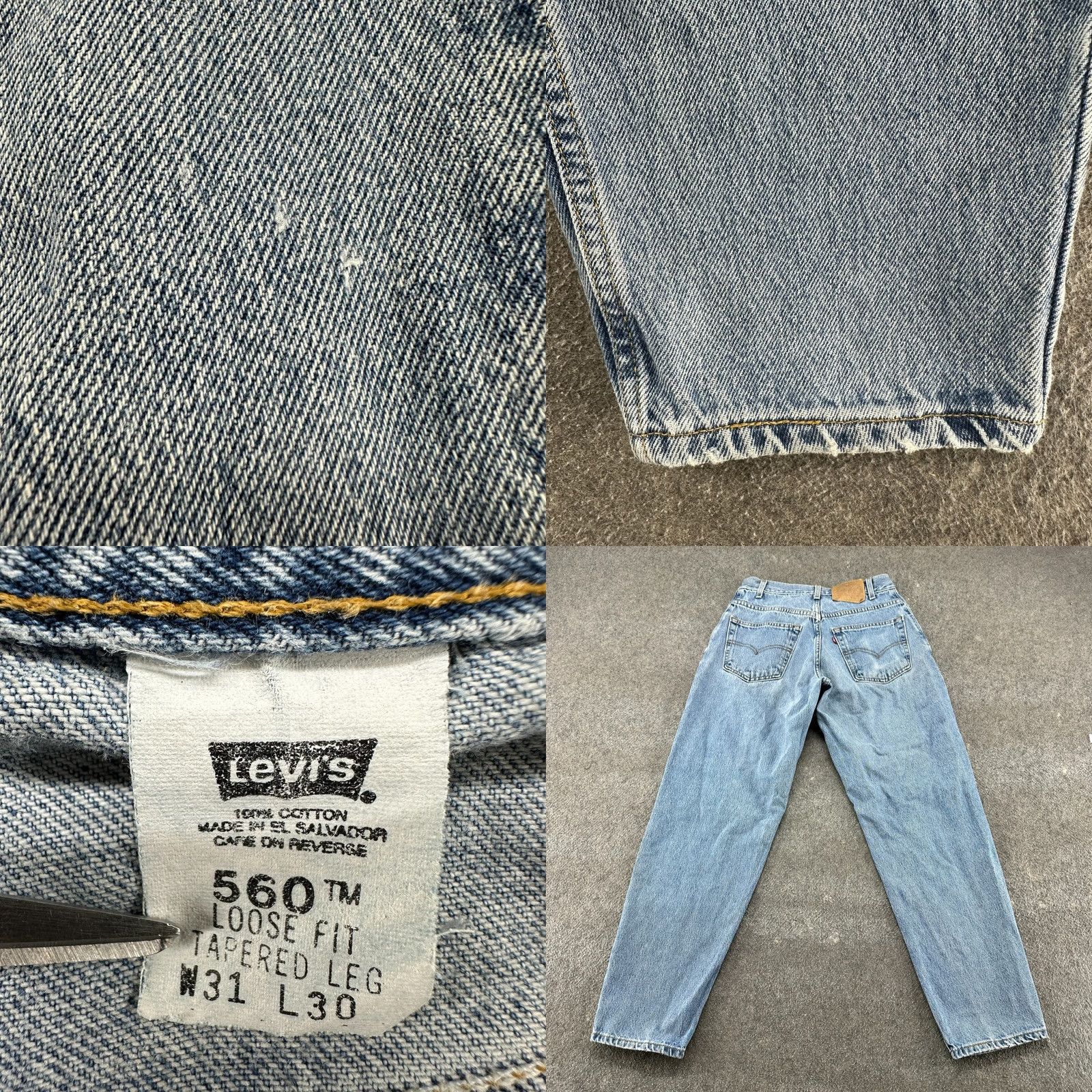 Levi's VINTAGE Levi's 560 Jeans Men 31 30 Blue Light Wash Tapered Relaxed 90s Denim 5-Pocket Logo Zipper Buttons Mens Size US 31 - 8 Thumbnail
