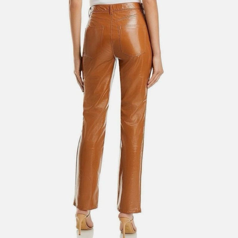Other AFRM Revolve Heston Faux Camel Leather High Rise Pants 26 Size 26" / US 2 / IT 38 - 3 Thumbnail