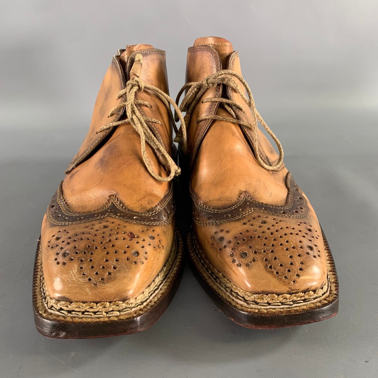 Bettanin & Venturi BETTANIN & VENTURI Size 8 Tan Brown Leather Spectator Boots Size US 8 / EU 41 - 4 Thumbnail