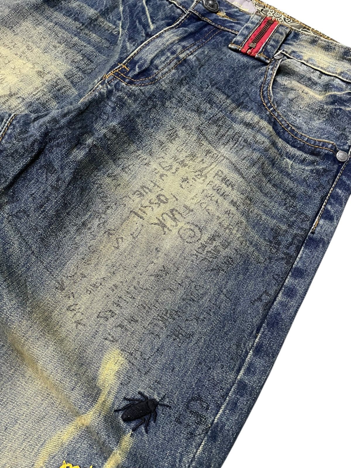 GOSTAR DE FUGA × Hysteric Glamour × Japanese Brand TuoGu Poems Muddy Wash Embroidered Jeans Size US 30 / EU 46 - 8 Thumbnail