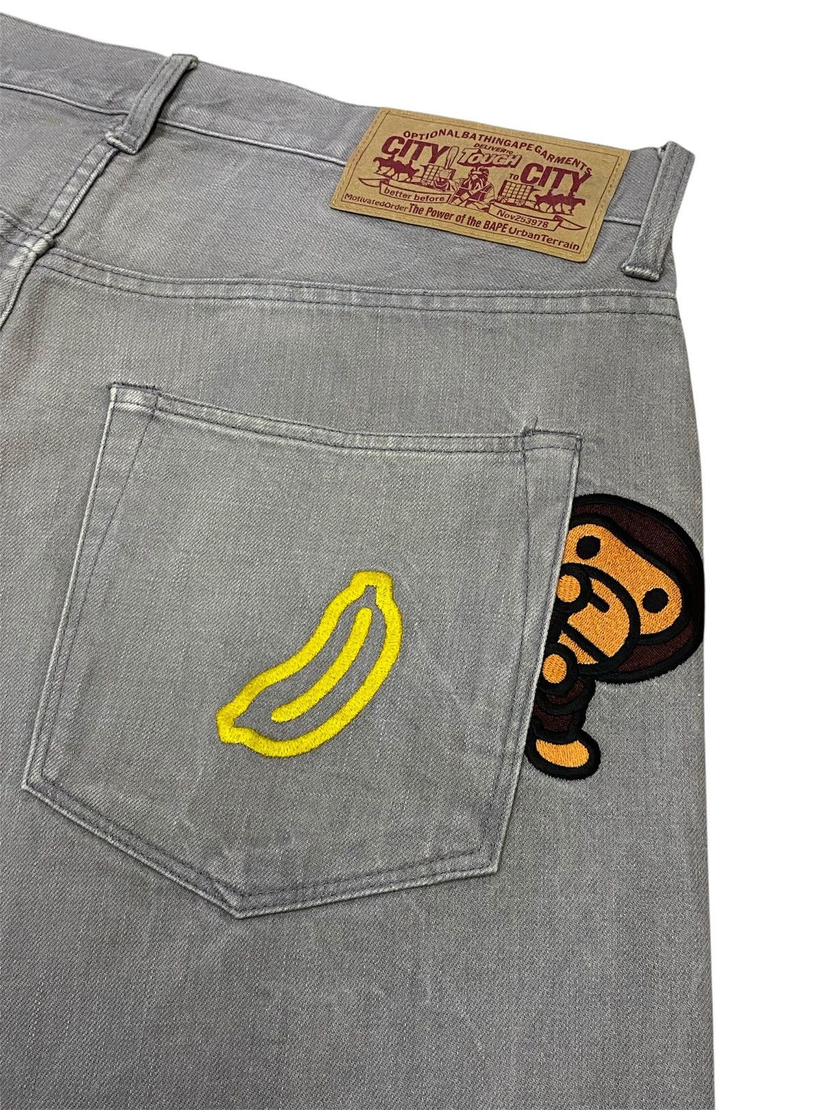 Bape A Bathing Ape Embroidered Logo Button Fly Denim Pants Size US 34 / EU 50 - 7 Thumbnail