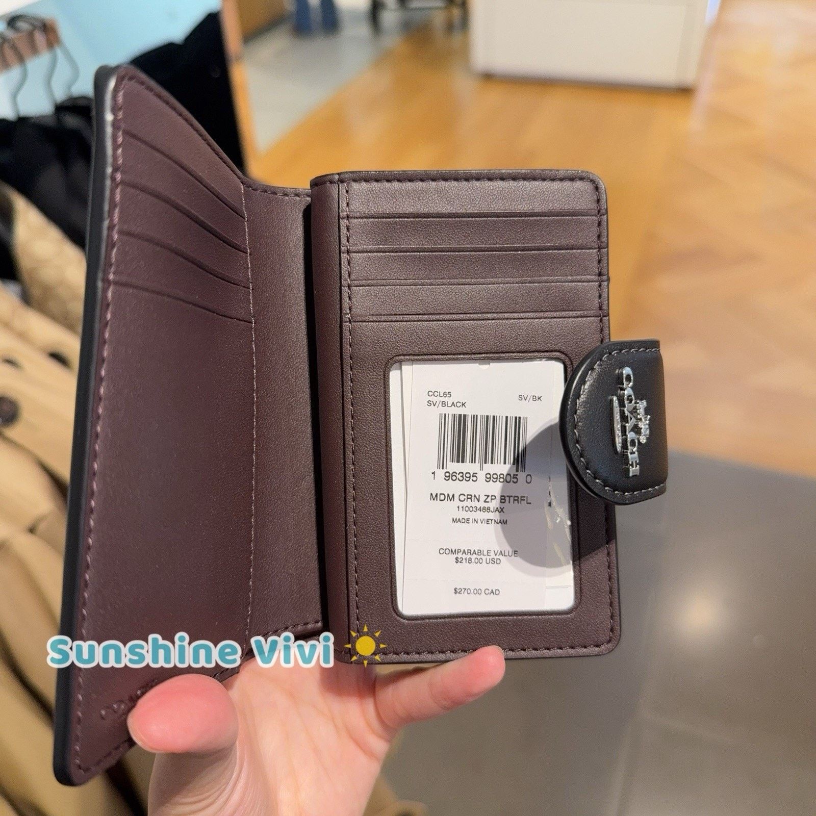 Coach NWT Coach Medium Corner Zip Wallet Butterfly CCL65 Black Size ONE SIZE - 4 Thumbnail