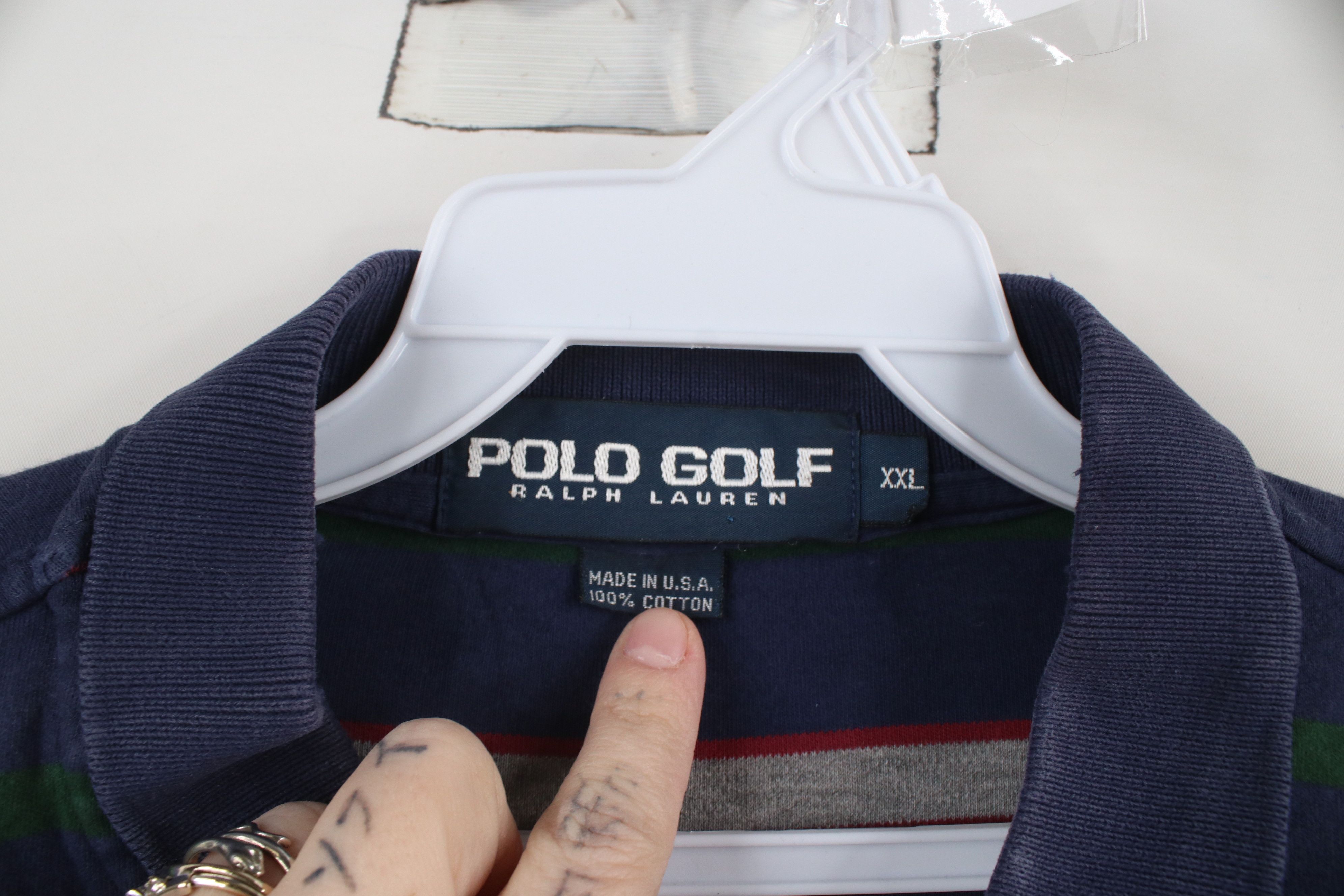 Ralph Lauren × Vintage Vintage 90s Ralph Lauren Spell Crest Striped Polo Shirt USA Size US XXL / EU 58 / 5 - 6 Thumbnail