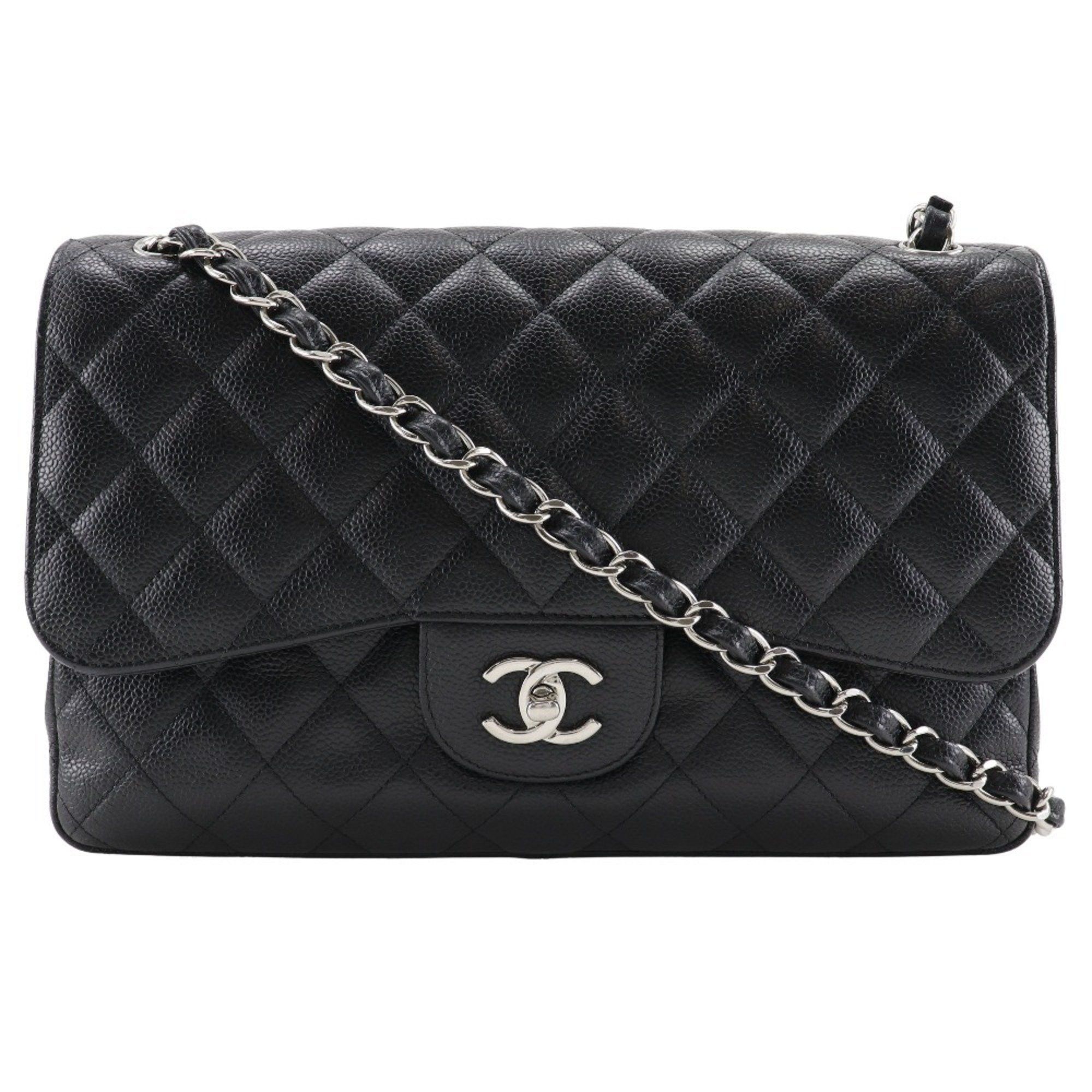 Chanel CHANEL Deca Matelasse 30 Shoulder Bag Chain Double Flap A58600 Caviar Skin Black A5 Turn Lock Women's Size ONE SIZE - 1 Thumbnail