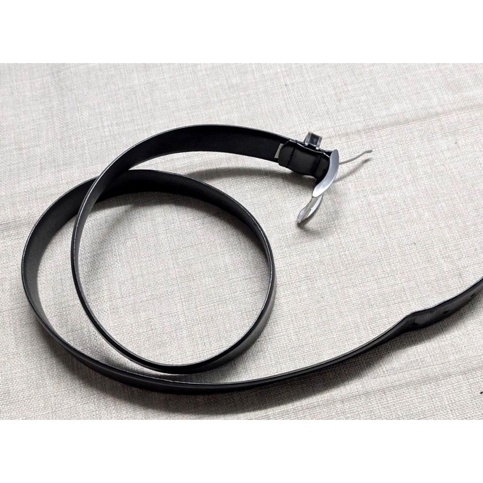 Nordstrom VINTAGE Nordstrom black leather 44 dress belt Men Size 44 - 3 Thumbnail