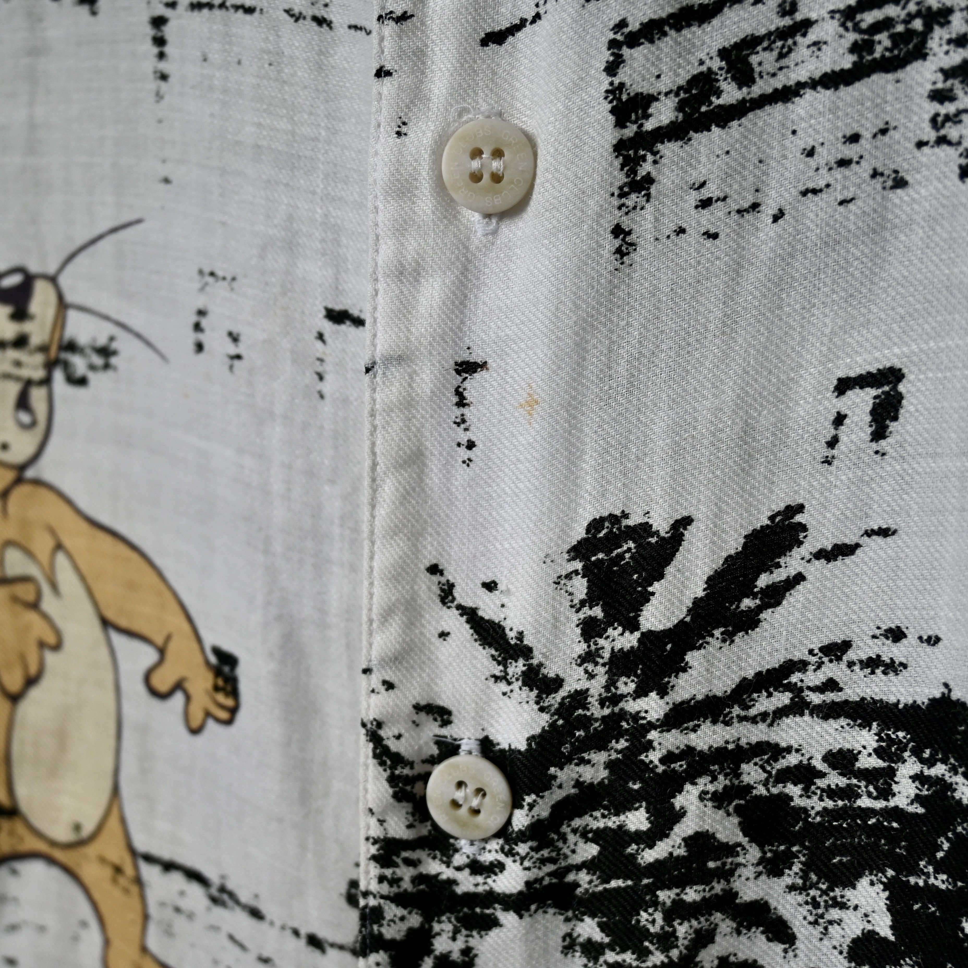 Japanese Brand 2000s GREEN CLUBS double silkscreened TOM&JERRY linen shirt Size US M / EU 48-50 / 2 - 12 Thumbnail
