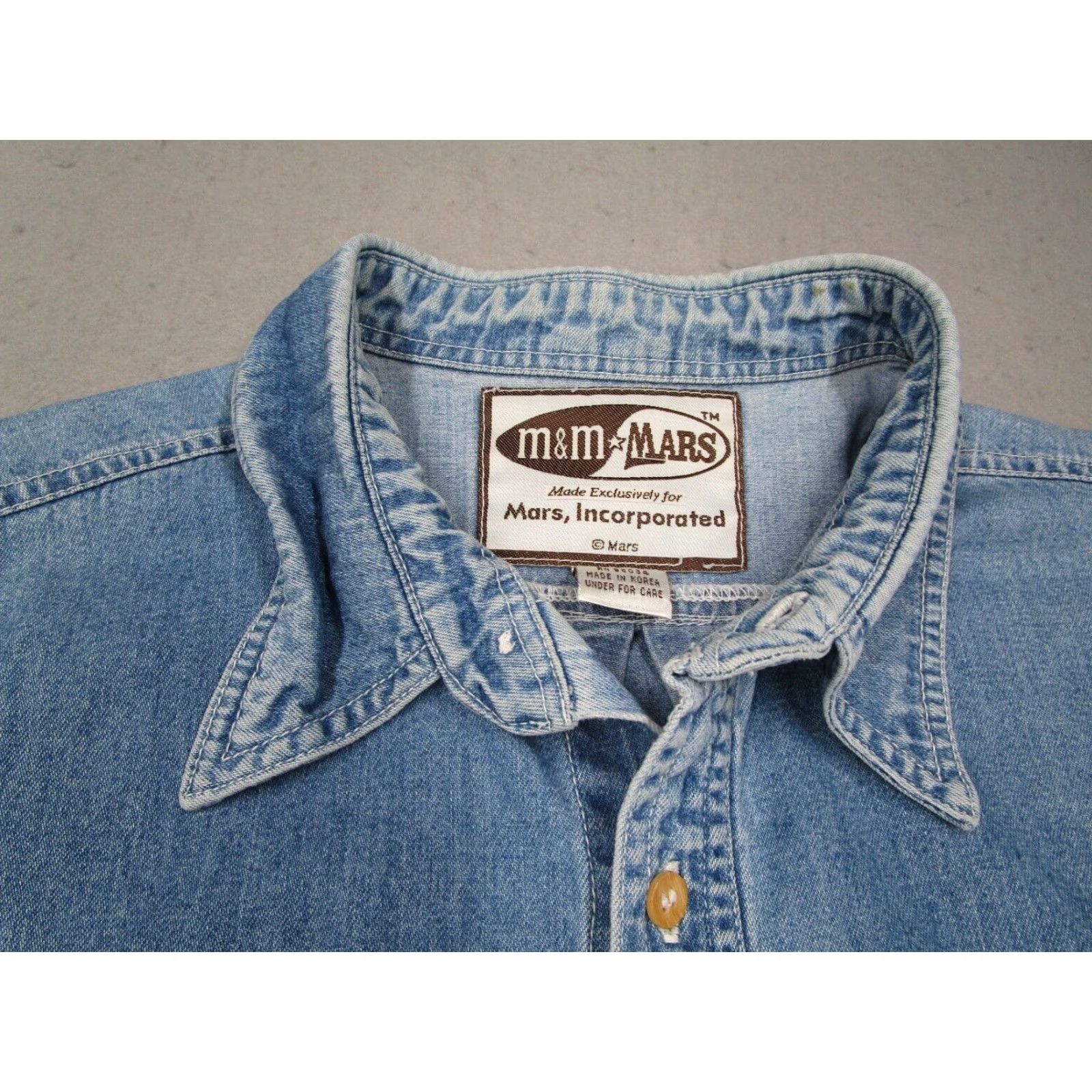 Vintage VINTAGE M&M's Blue Denim Long Sleeve Button Up Shirt Mens Large 90s Cotton Size US L / EU 52-54 / 3 - 3 Thumbnail